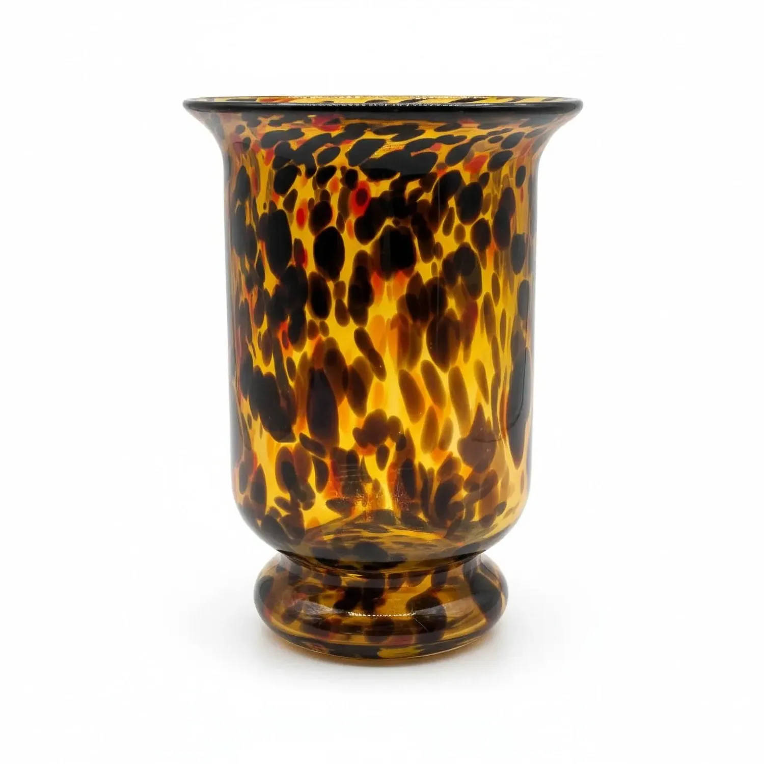 Amber Tortoise Shell Hurricane Vase - Brown, Glass image