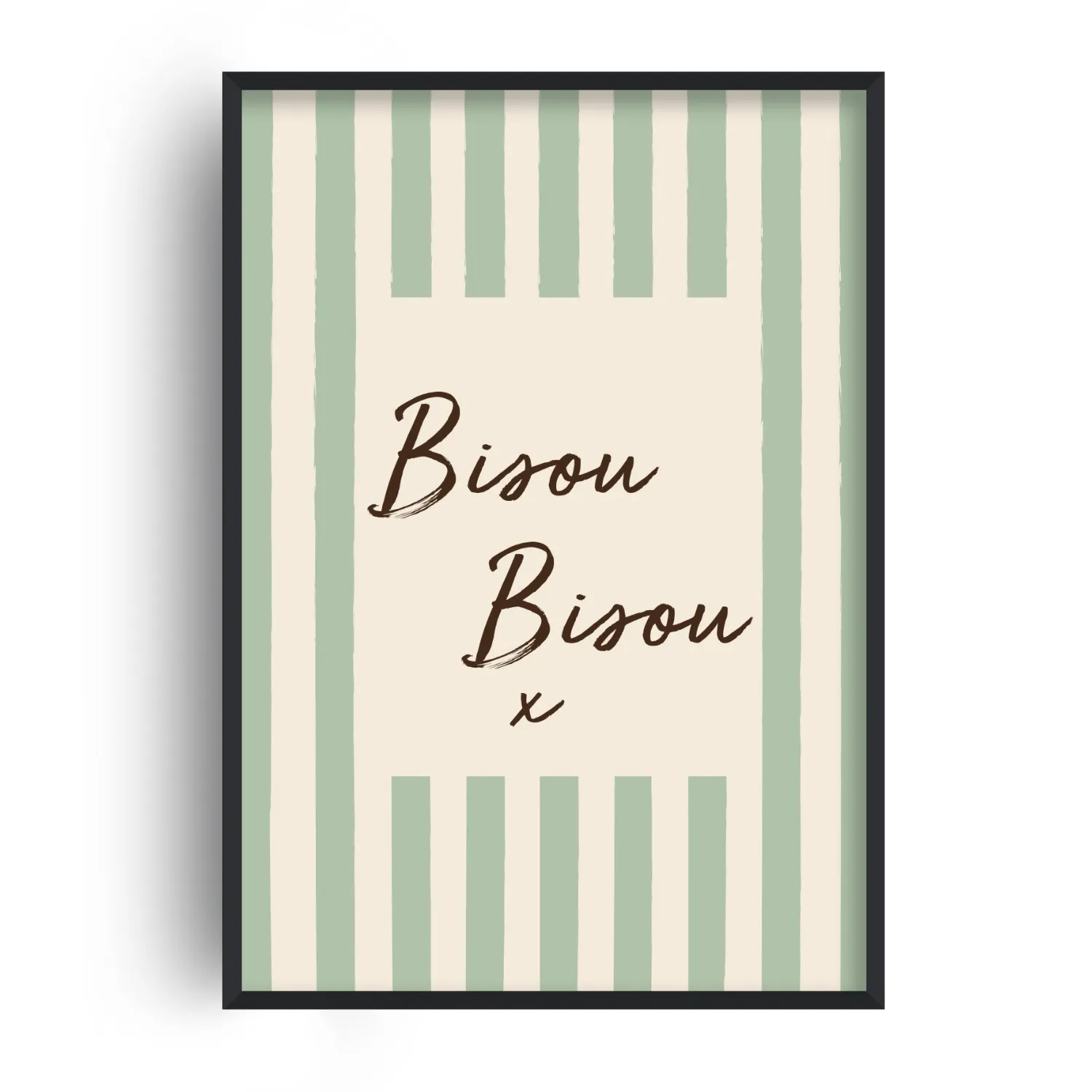 A2 Striped Bisou Art Print - Green