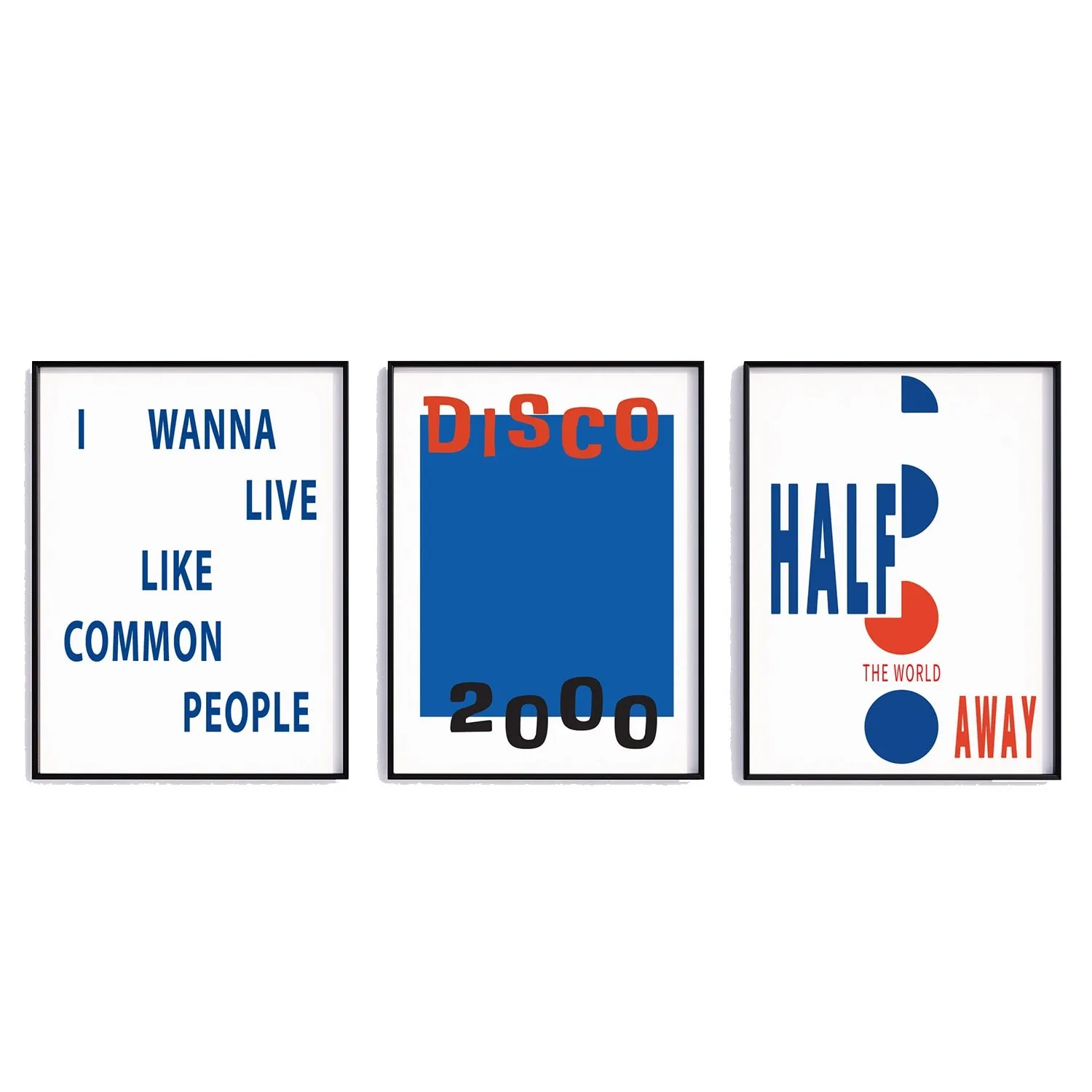 A4 Britpop Music Art Print Gift Set - Blue