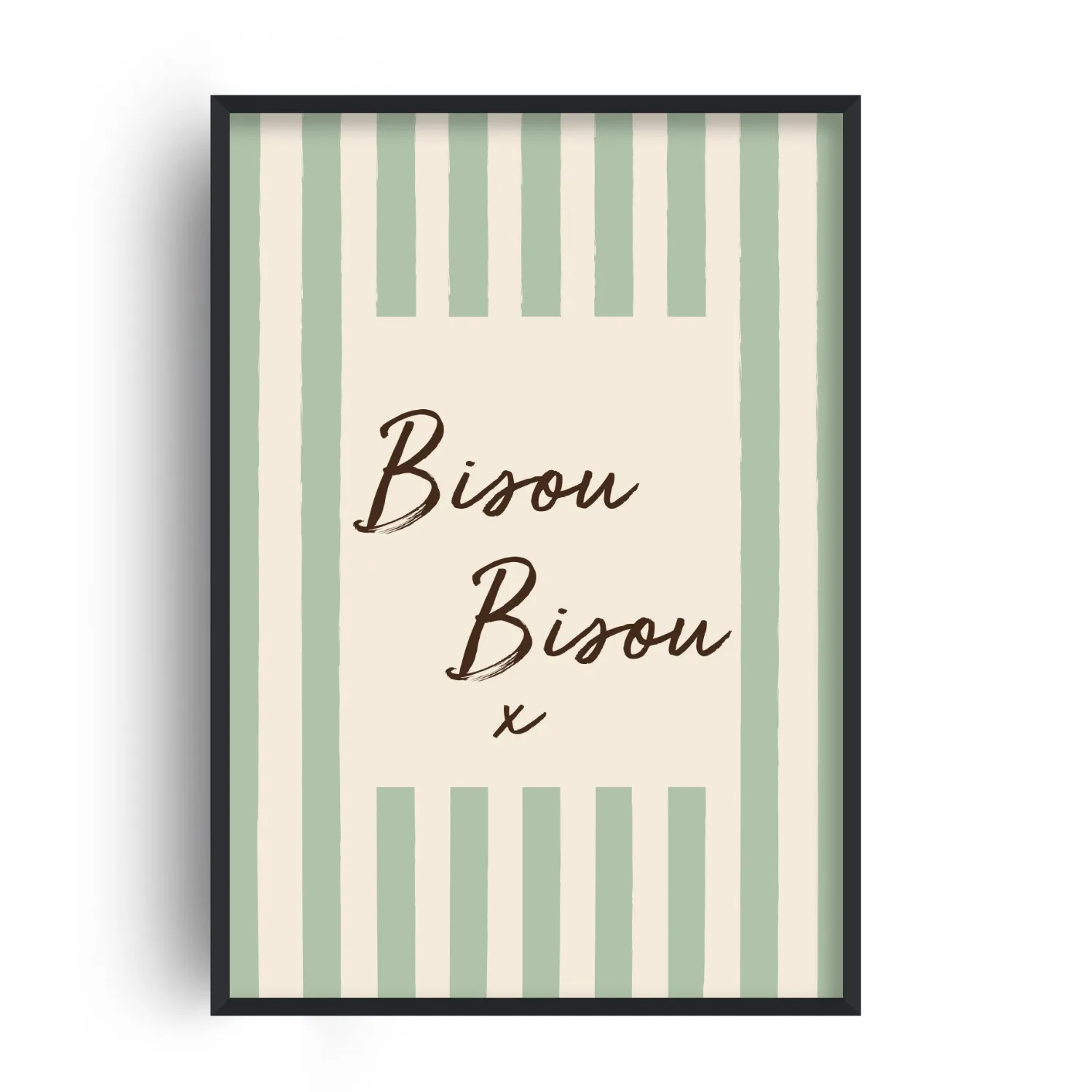 A4 Striped Bisou Art Print - Green