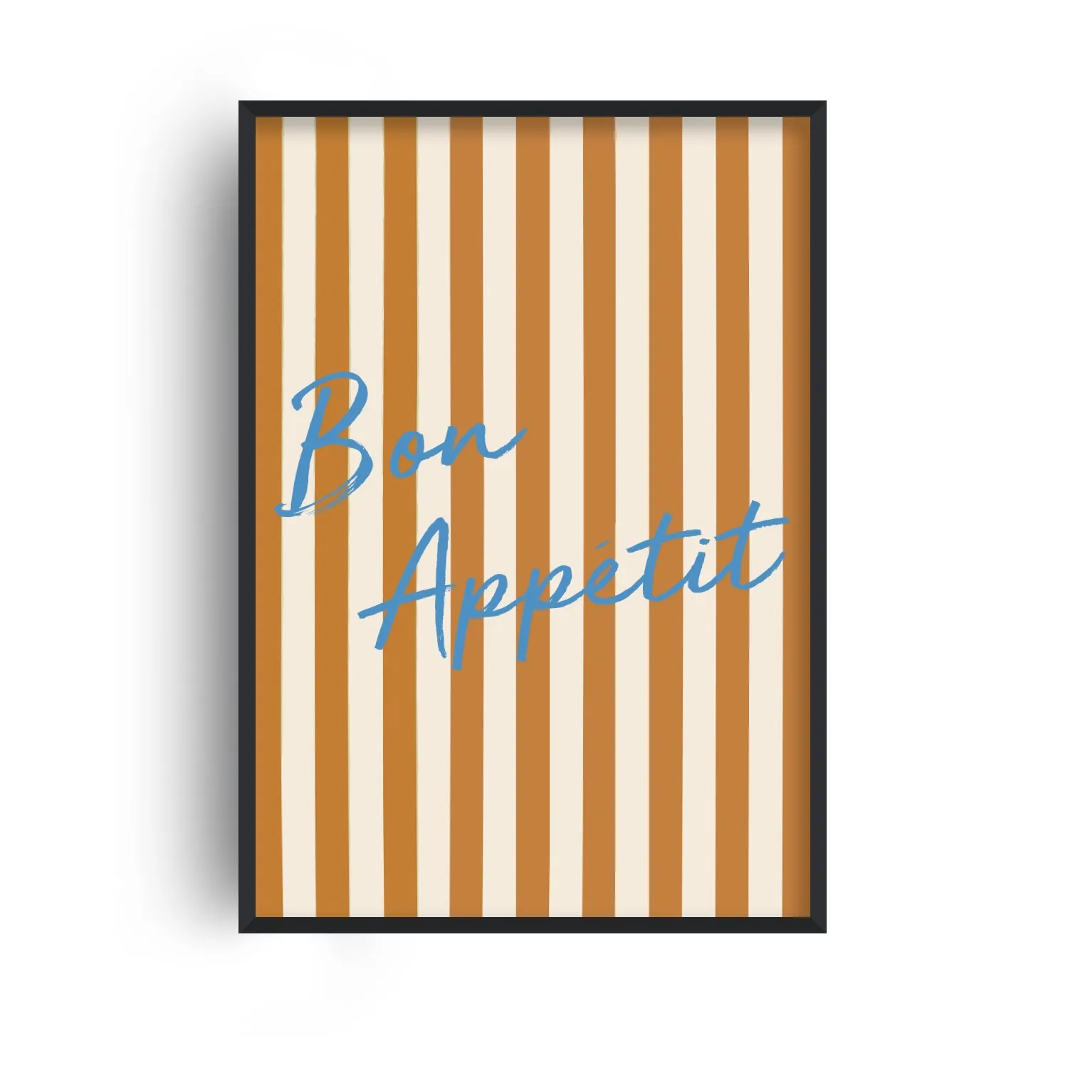 Bon Appetit A2 Kitchen Art Print - Blue/Brown Striped