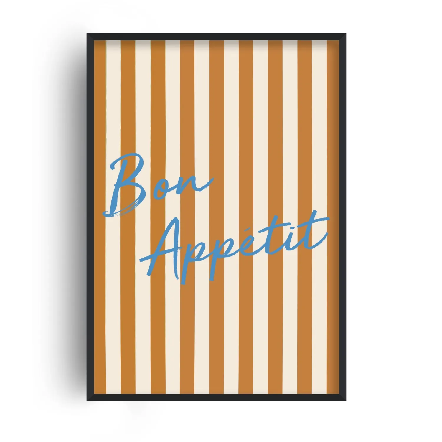 Bon Appetit A4 Kitchen Art Print - Blue/Brown Striped
