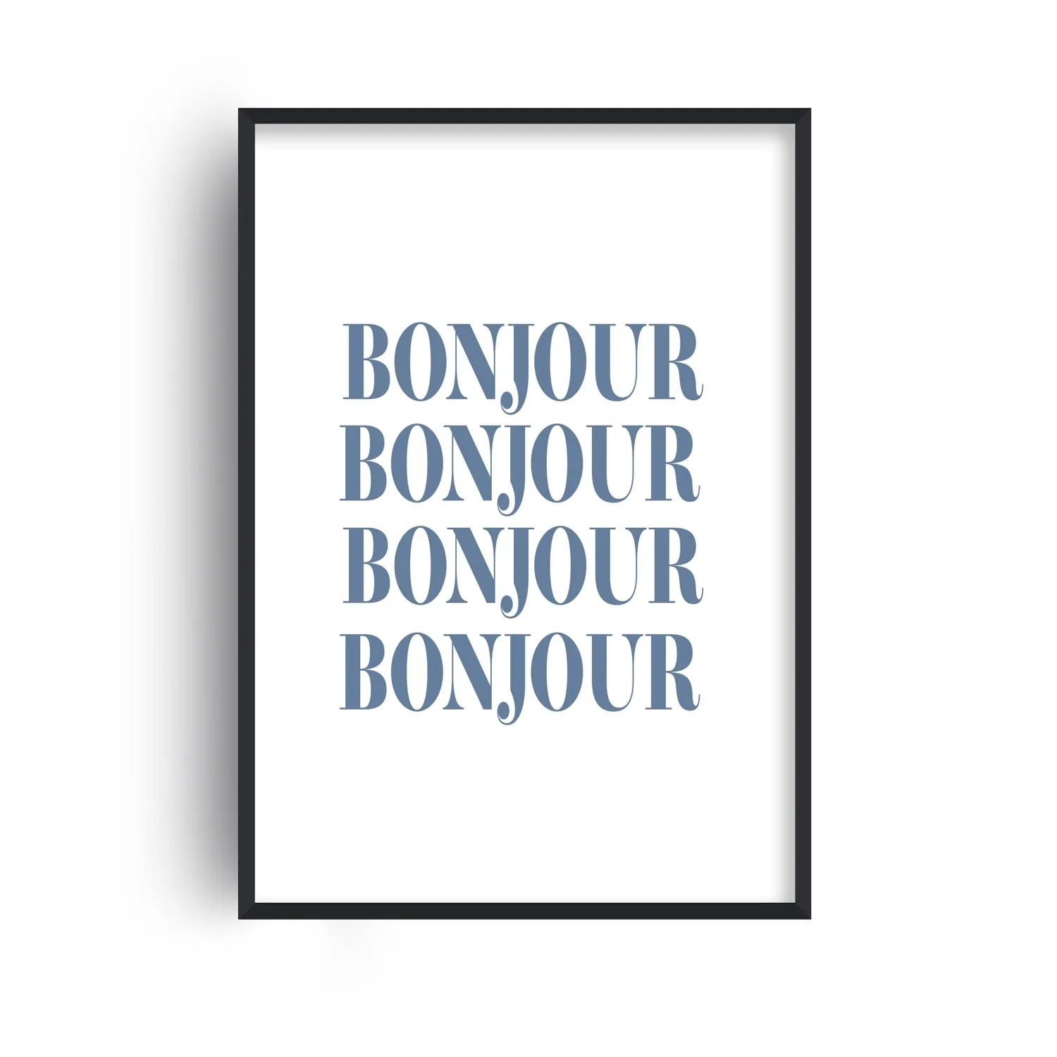Bonjour French A3 Art Print - Blue image
