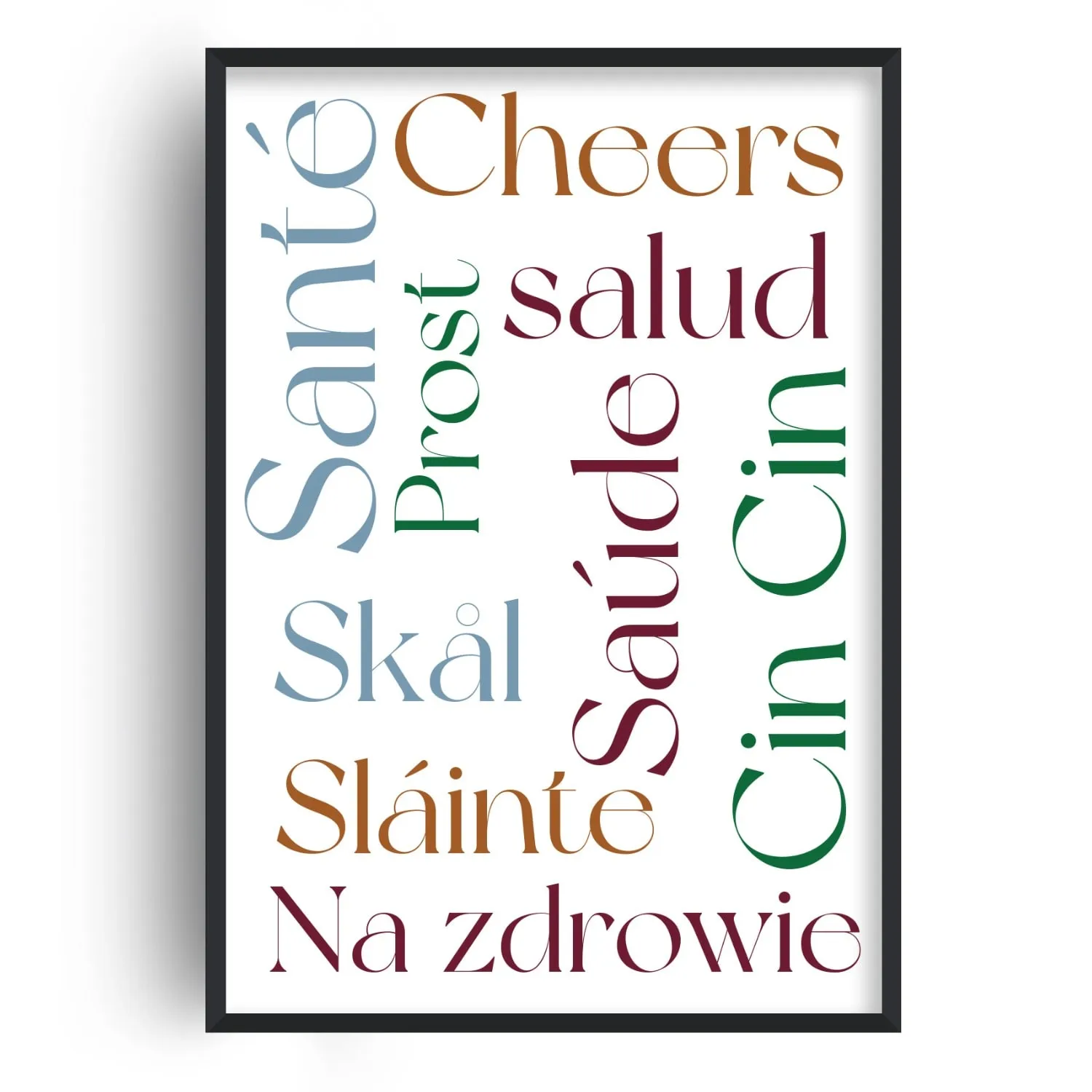 Cheers Cin Cin A3 Typographic Art Print - Red