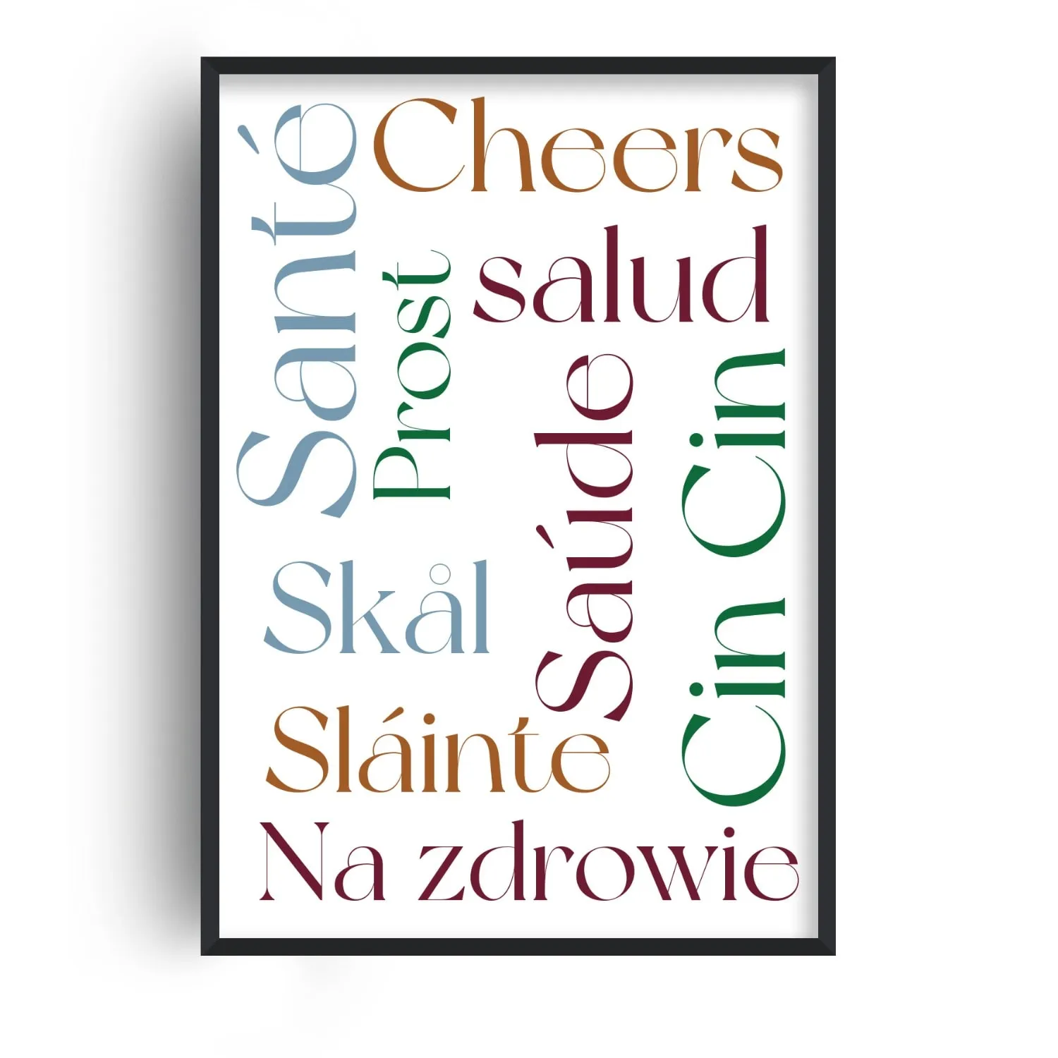 Cheers Cin Cin A4 Typographic Art Print - Red
