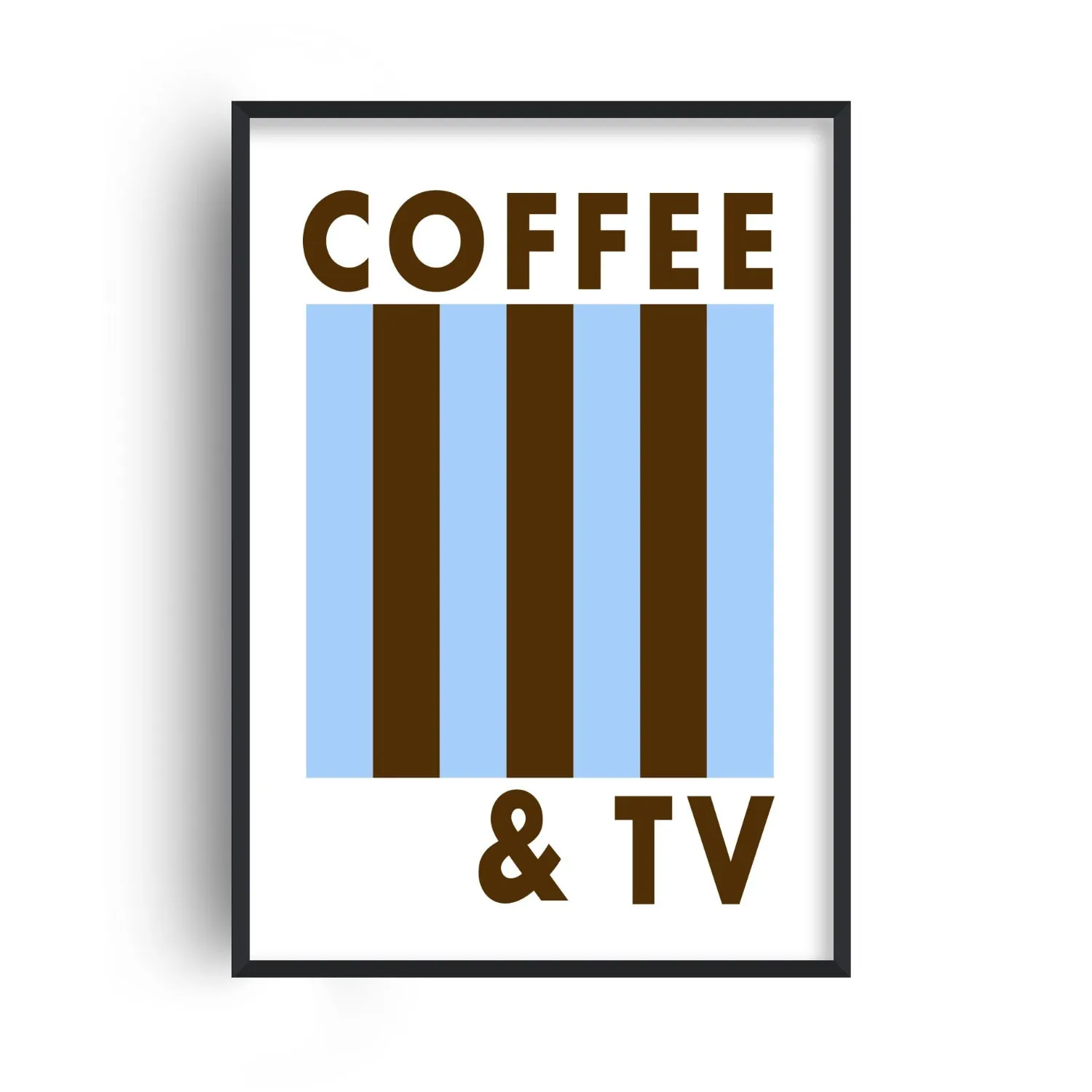 Coffee & TV A2 Retro Music Art Print - Blue/Brown