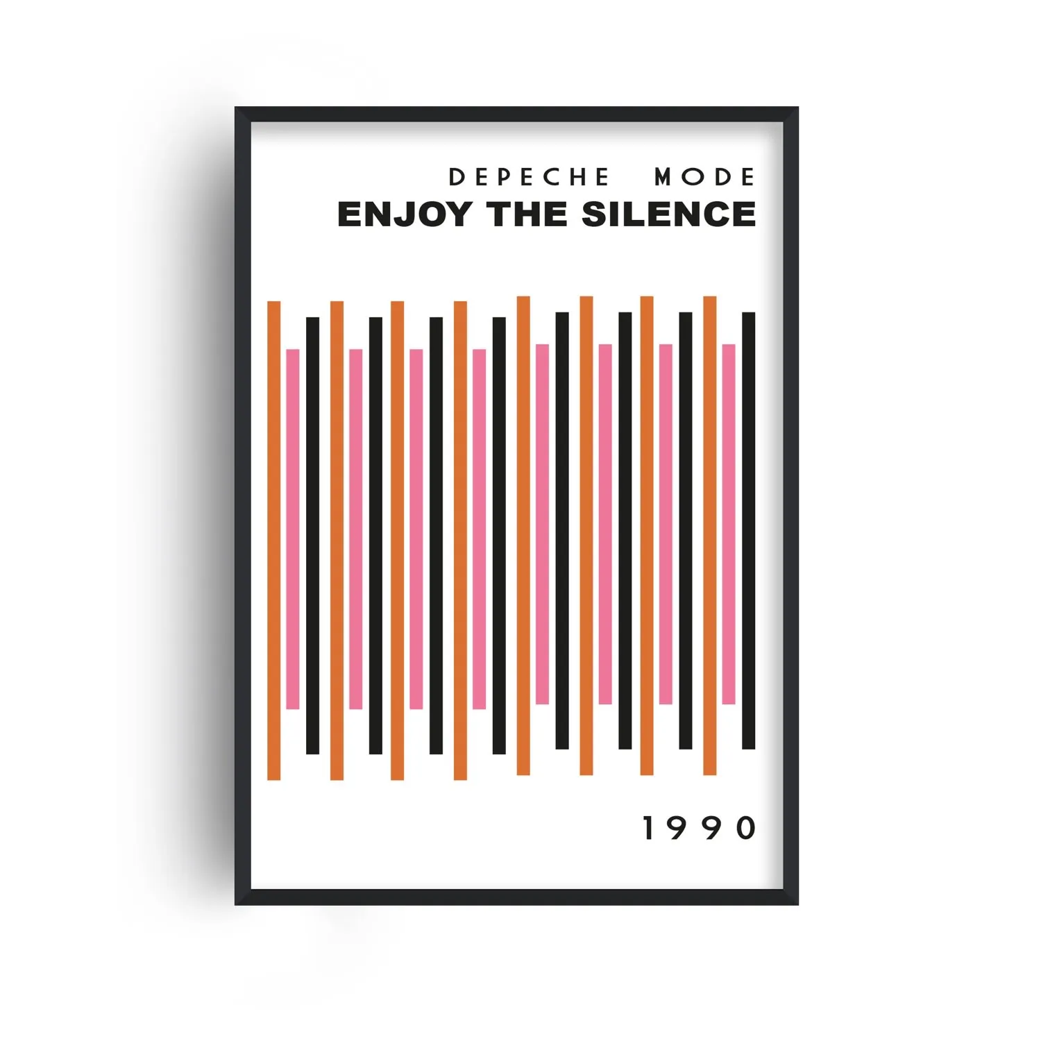 Enjoy The Silence A2 Retro Striped Art Print - White