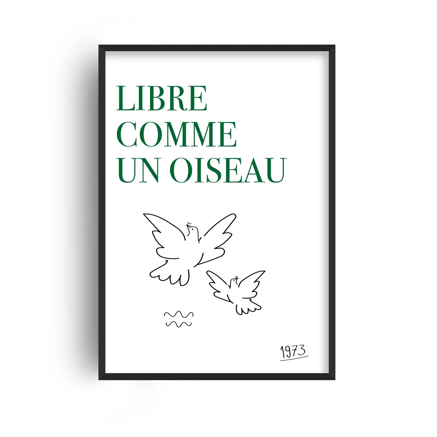 Free As A Bird A4 Art Print - White, Green
