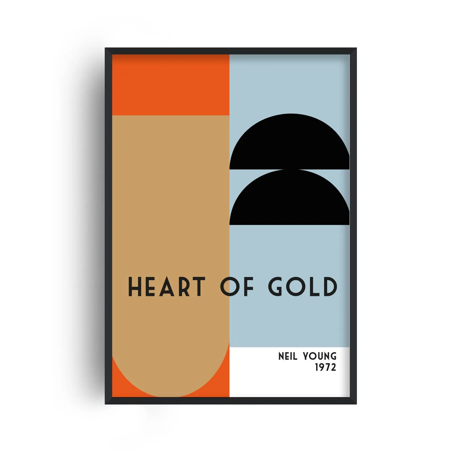 Heart Of Gold Retro Giclée Art Print A3 - Gold/Black/Blue
