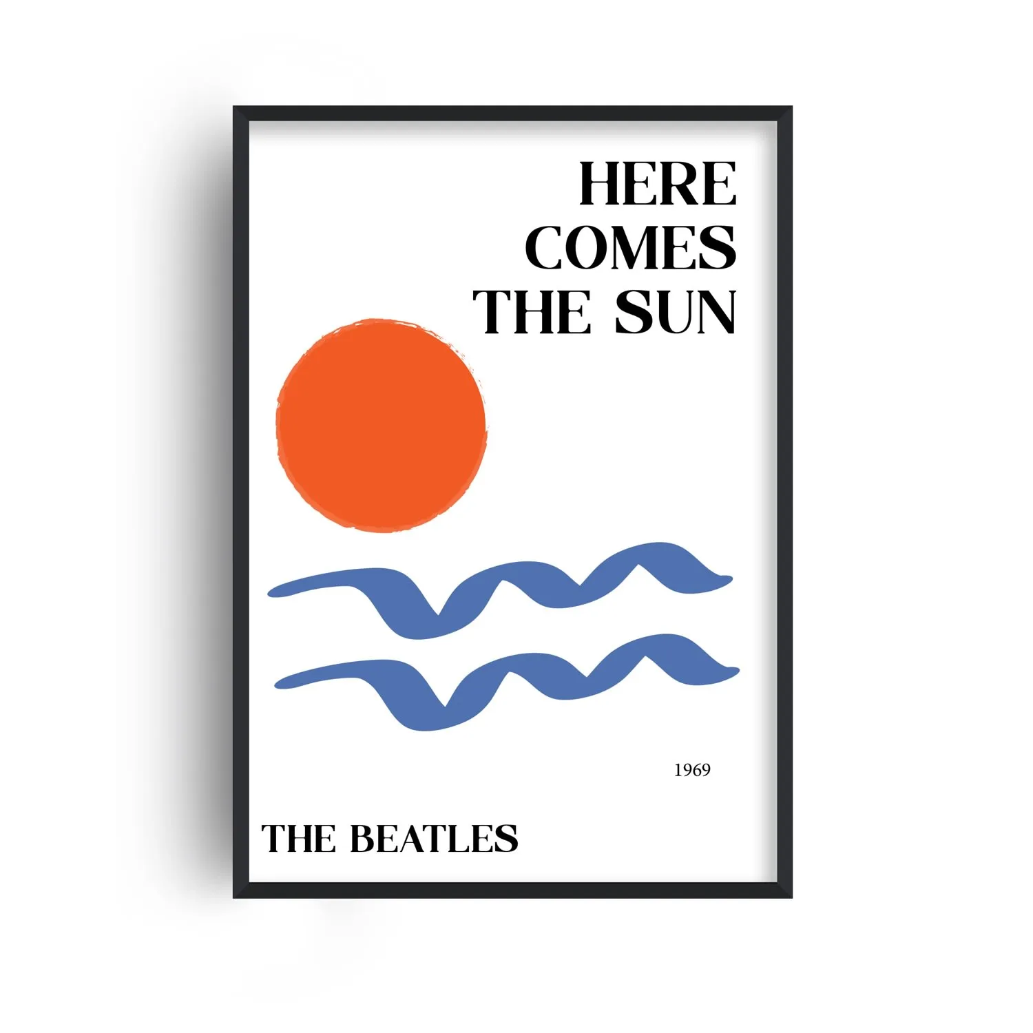 Here Comes The Sun Beatles A3 Art Print - Blue/Red