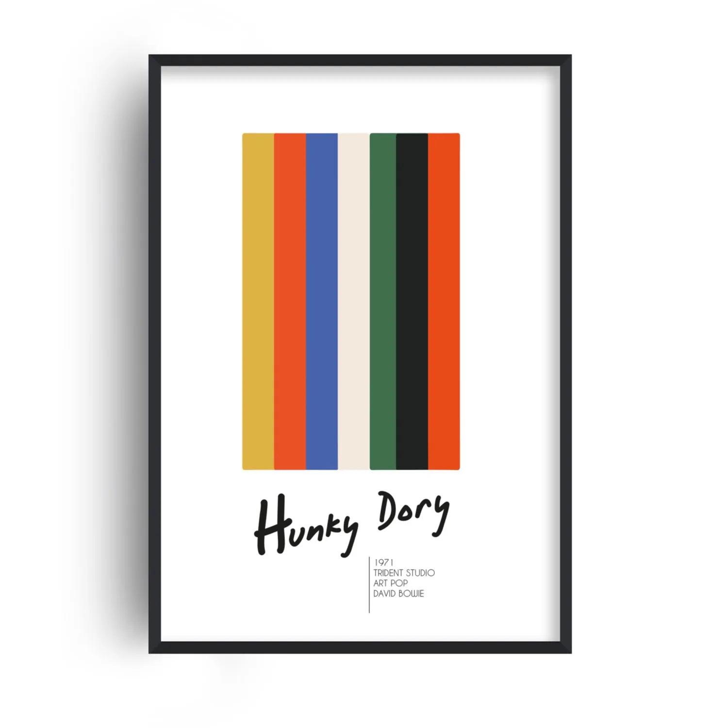 Hunky Dory David Bowie A3 Striped Art Print - White image