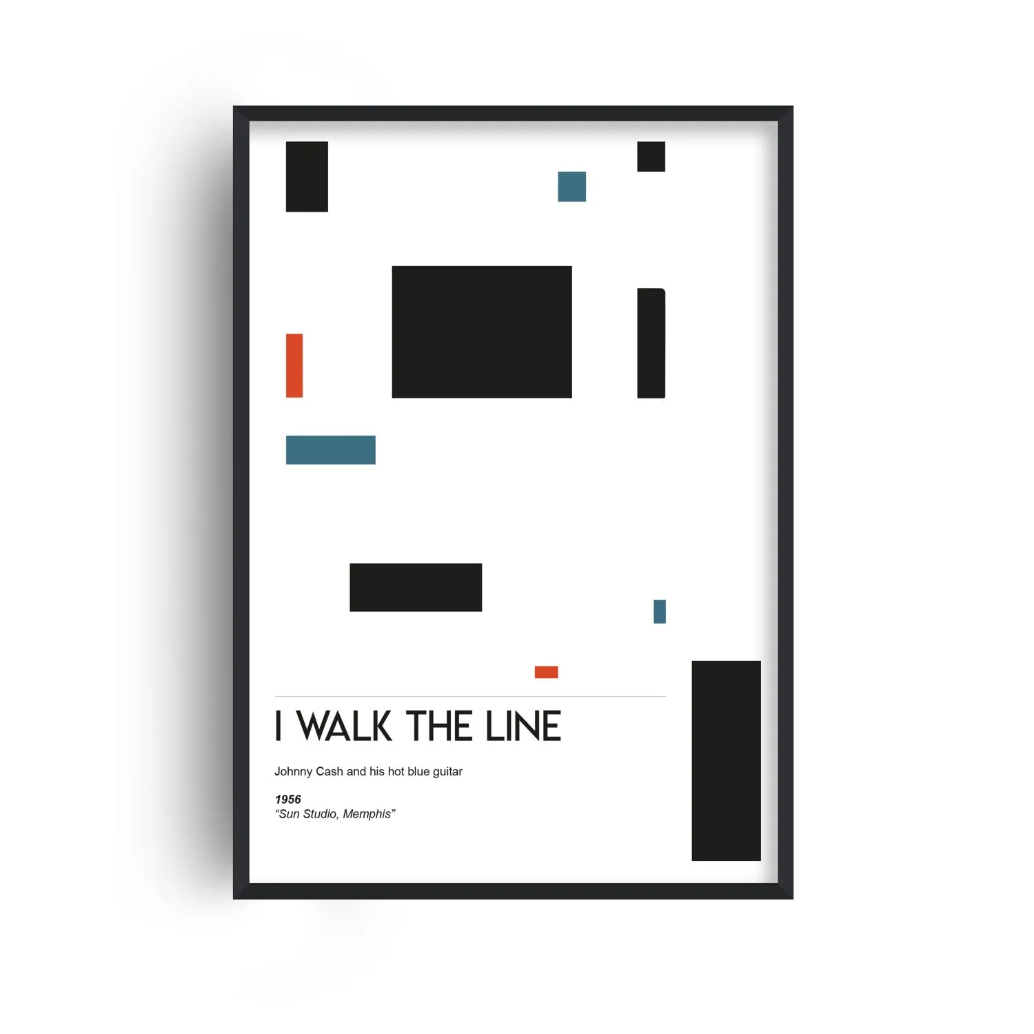 I Walk The Line A2 Art Print - Black/Blue/Red