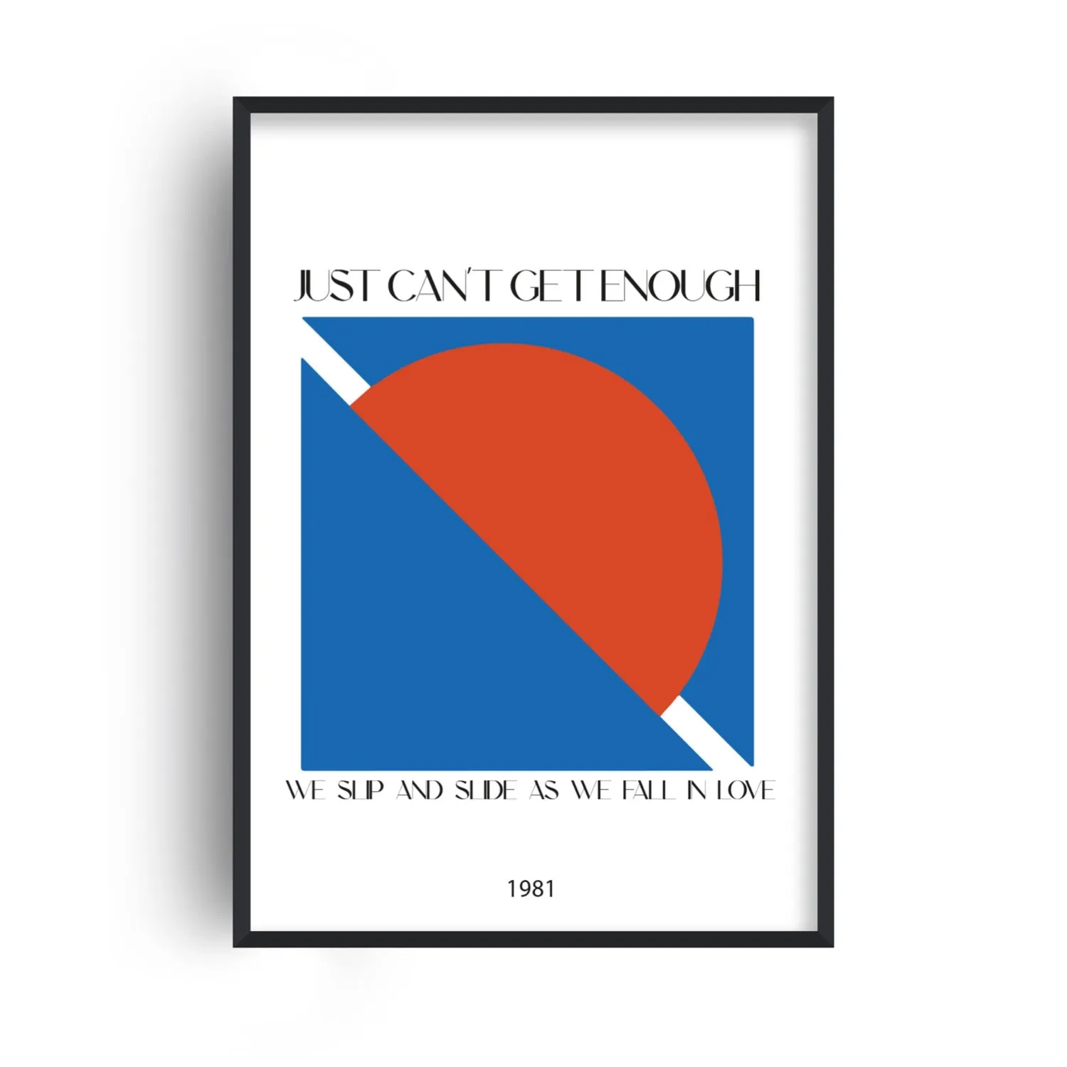 Just Can't Get Enough 1980s Music Abstract Art Print - Blue/Red image