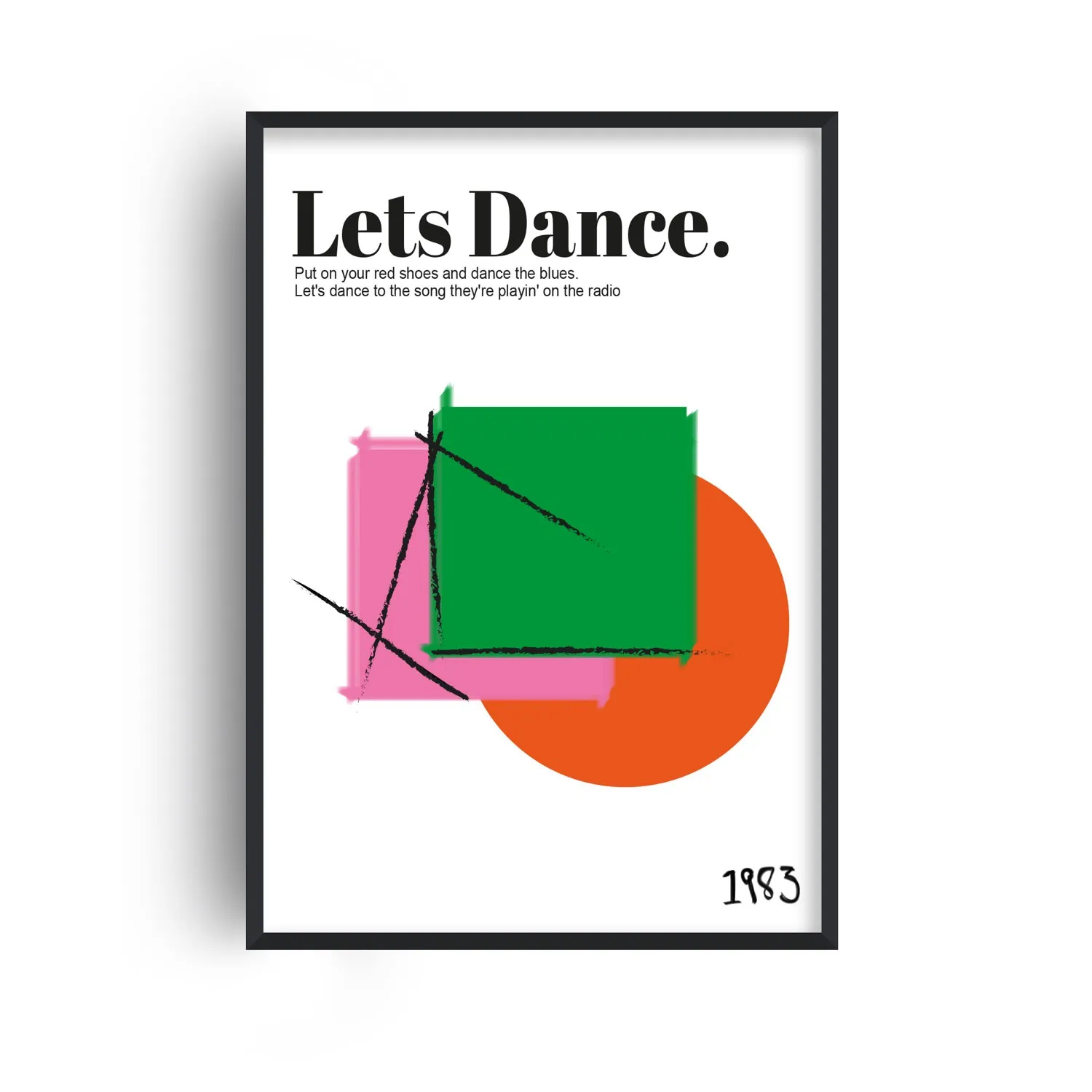 Lets Dance David Bowie A3 Art Print - Abstract Retro