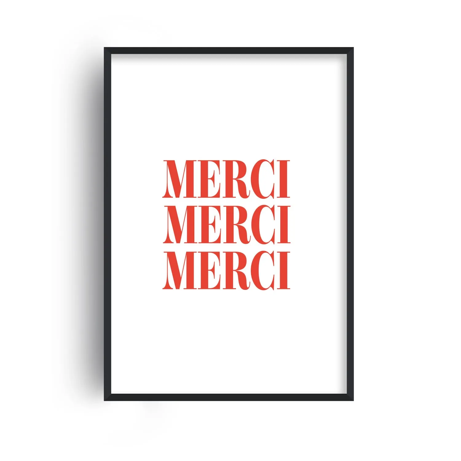 Merci French Slogan A2 Giclée Art Print - Red