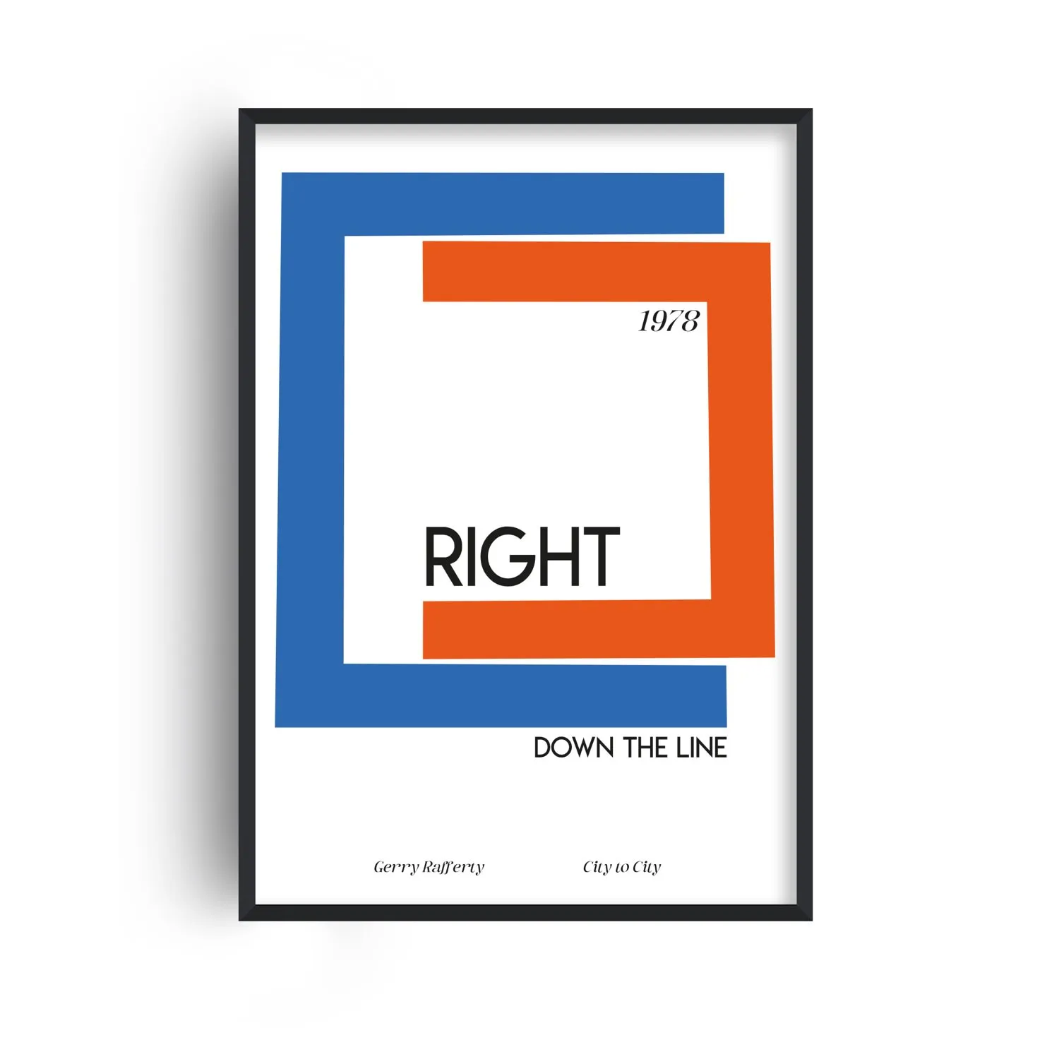 Right Down The Line A3 Giclée Art Print - Black/Blue/Red image