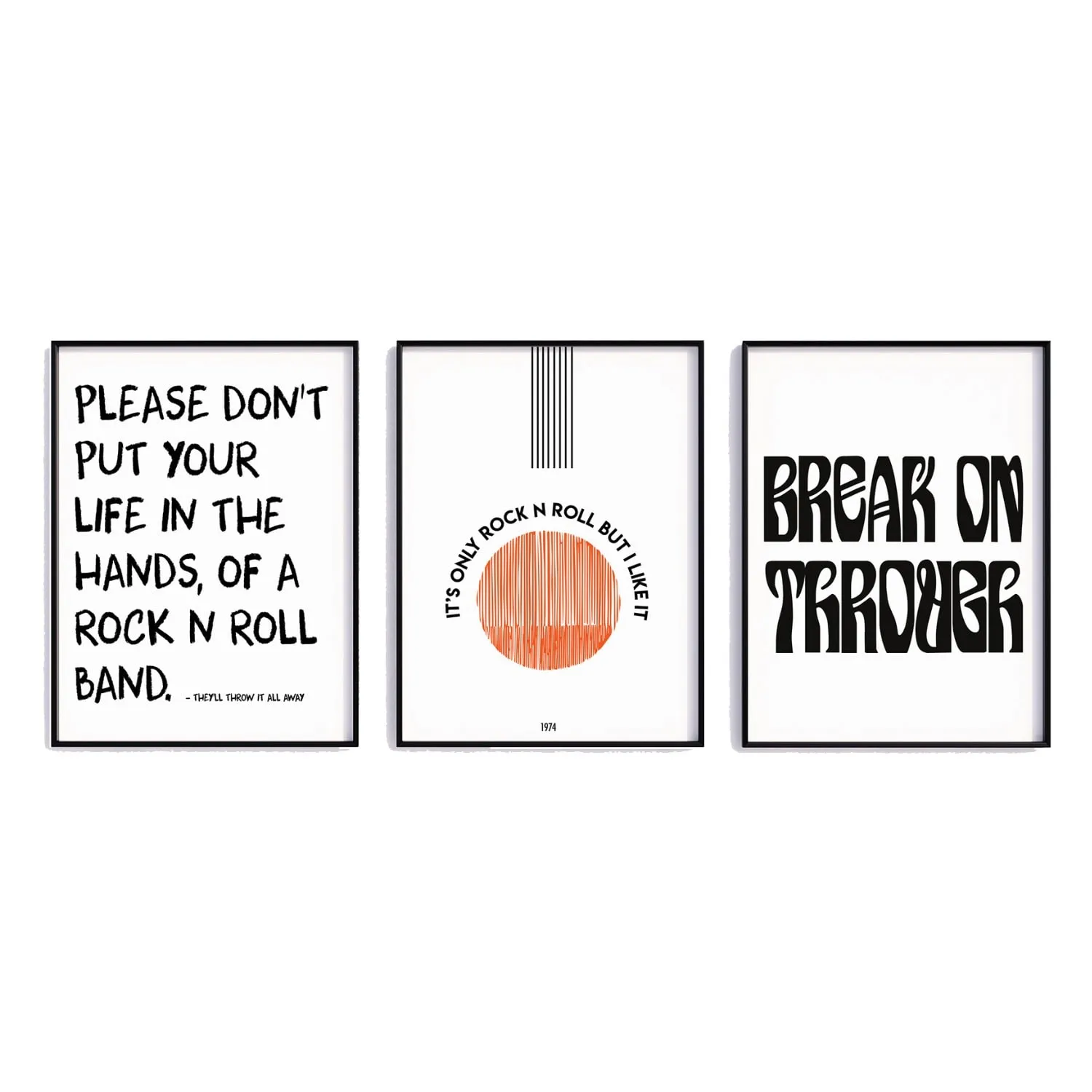 Rock N Roll A3 Art Print Gift Set - Black, Red