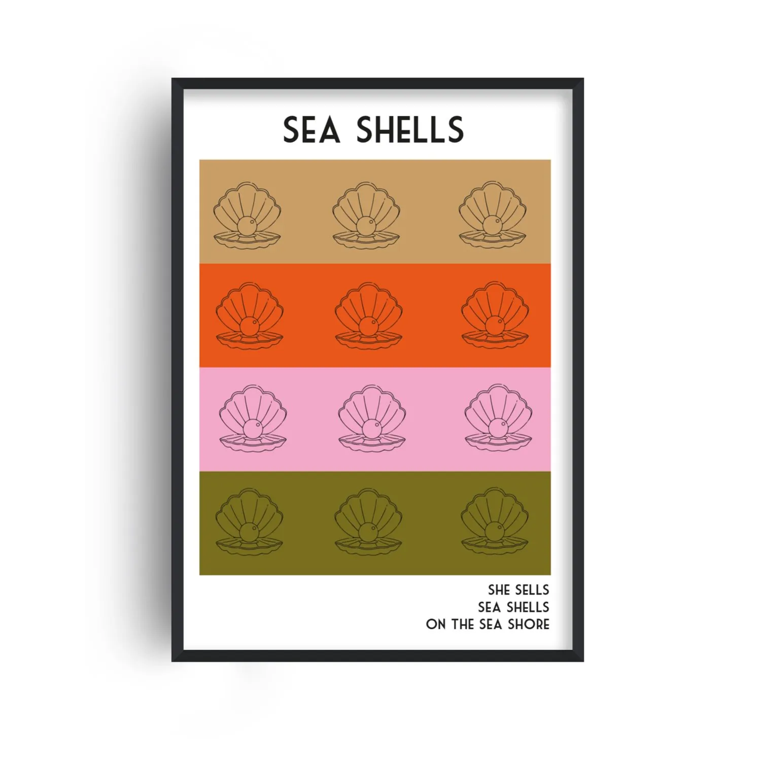 Sea Shells A4 Art Print - White
