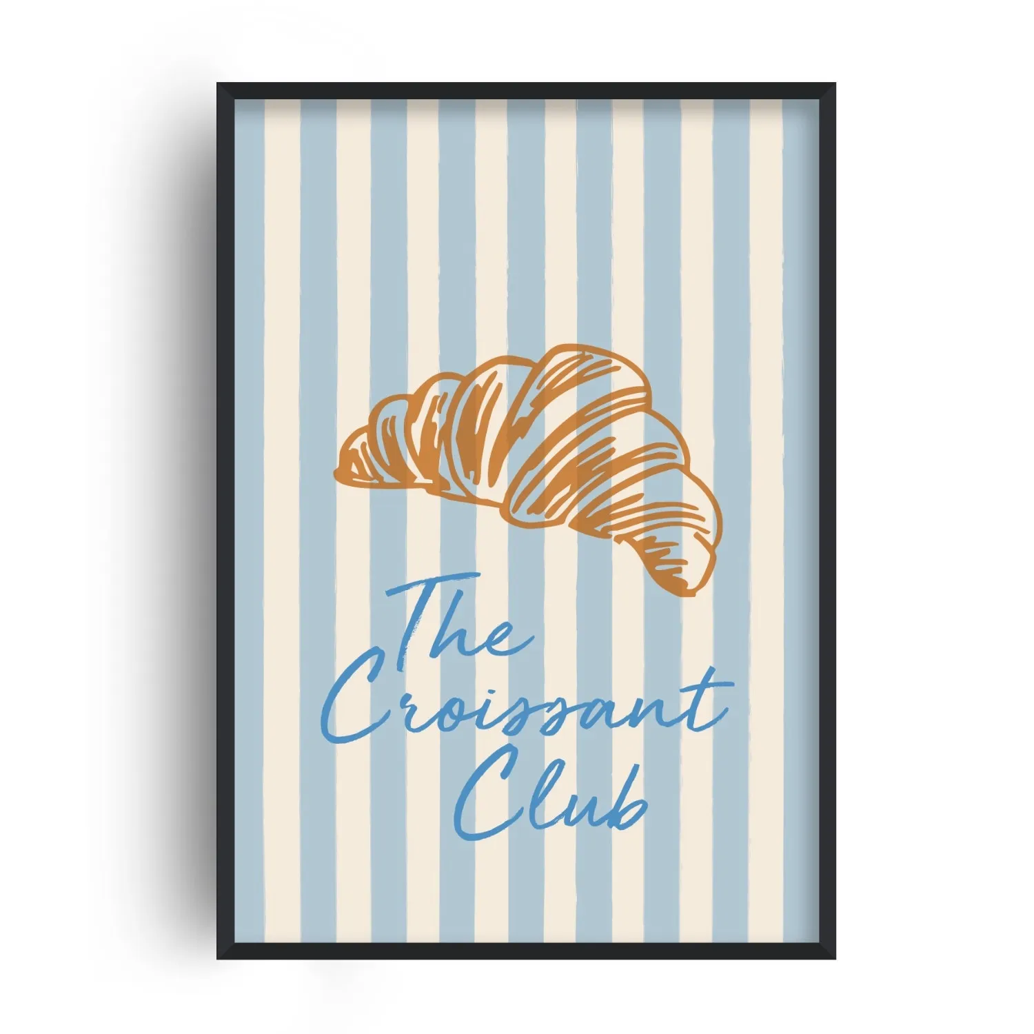 The Croissant Club A2 Giclée Kitchen Art Print - Blue