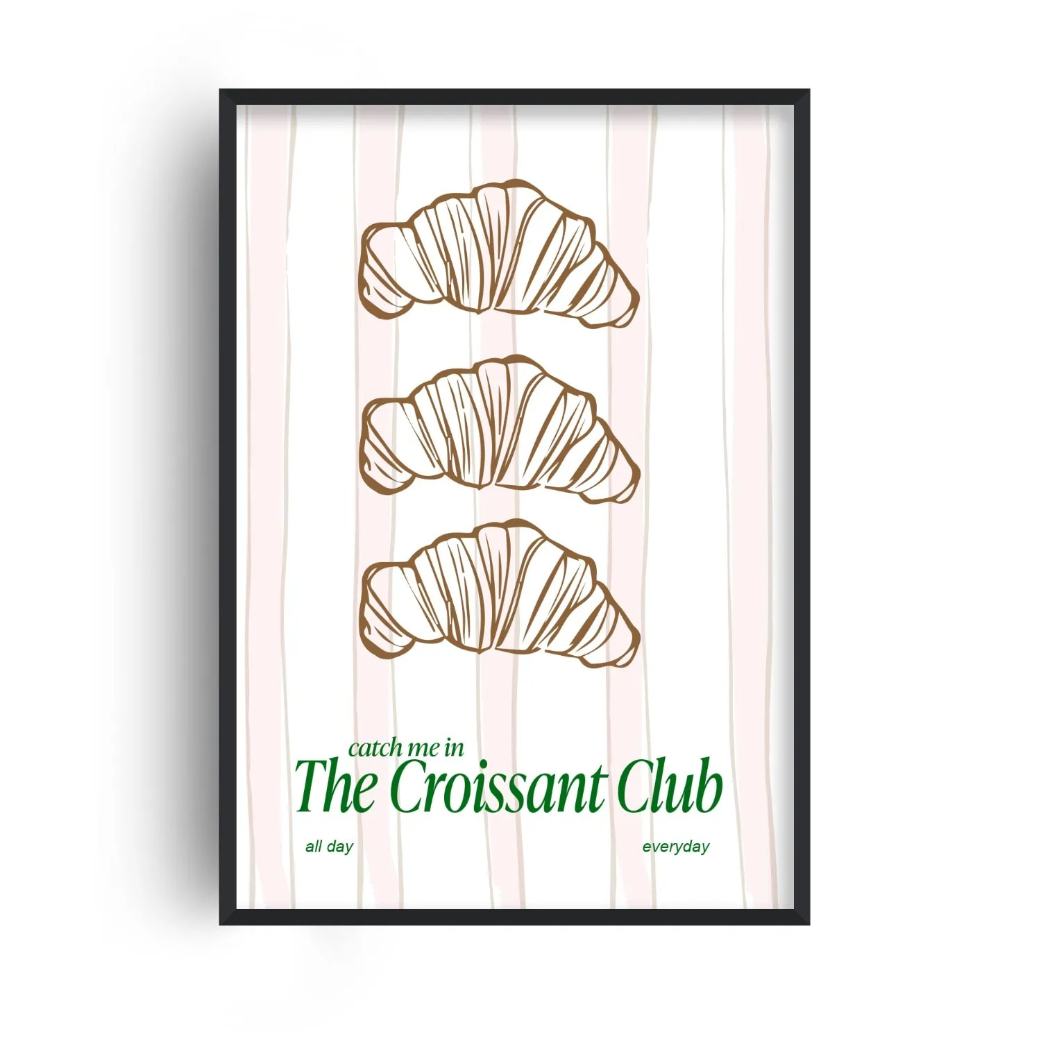 The Croissant Club A2 Giclée Kitchen Art Print - White