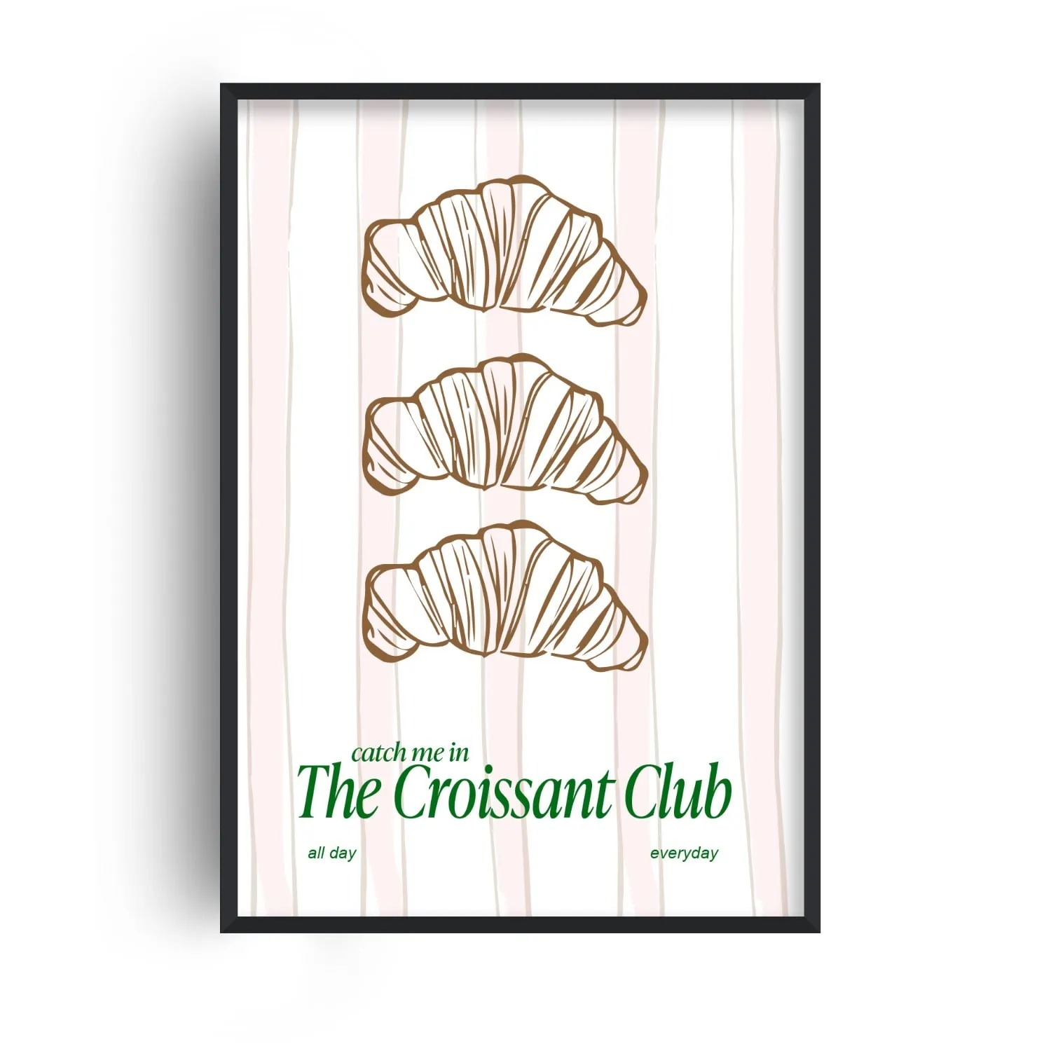 The Croissant Club A4 Giclée Kitchen Art Print - White