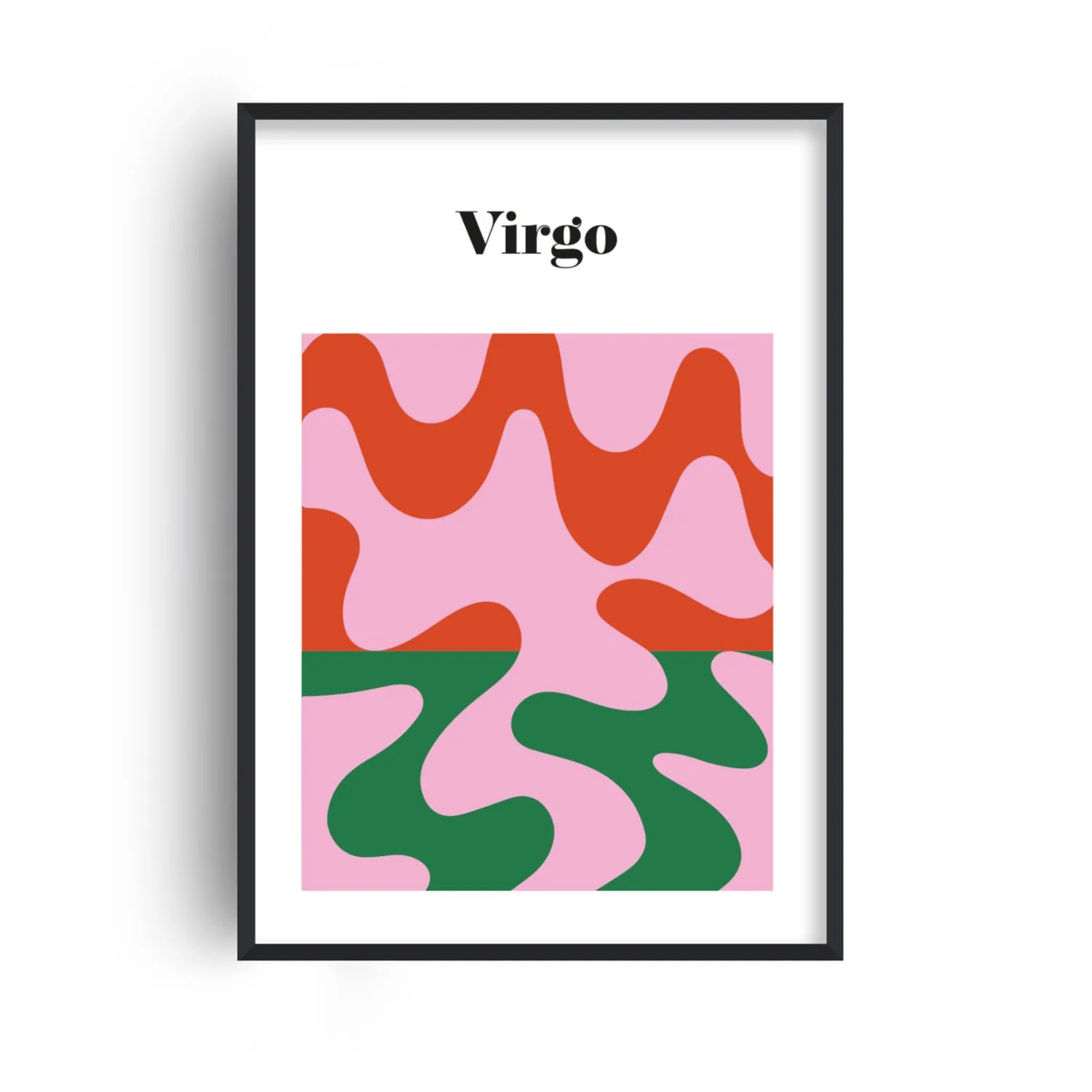 Virgo Zodiac Star Sign A4 Art Print - Pink/Red/Green image