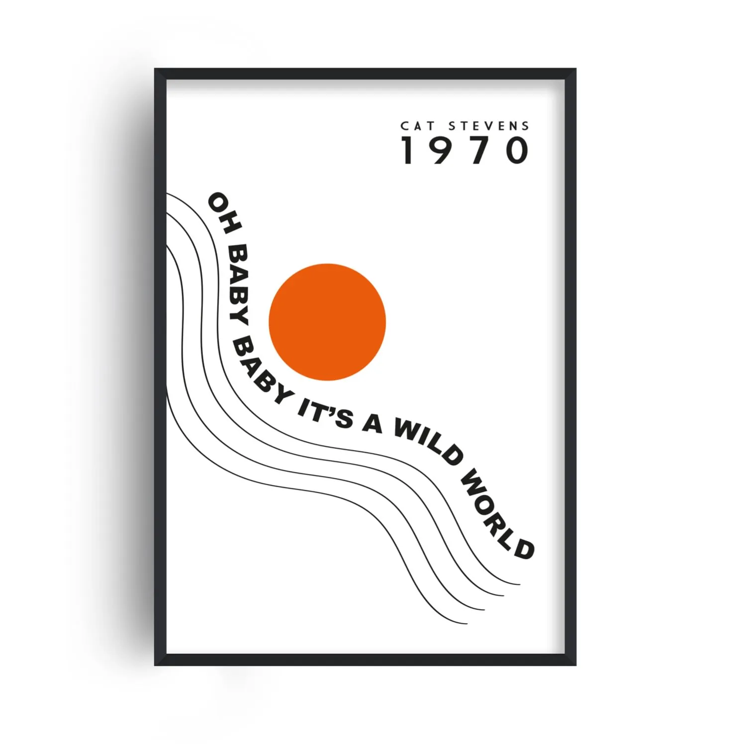 Wild World Cat Stevens A3 Art Print - Red/White/Black