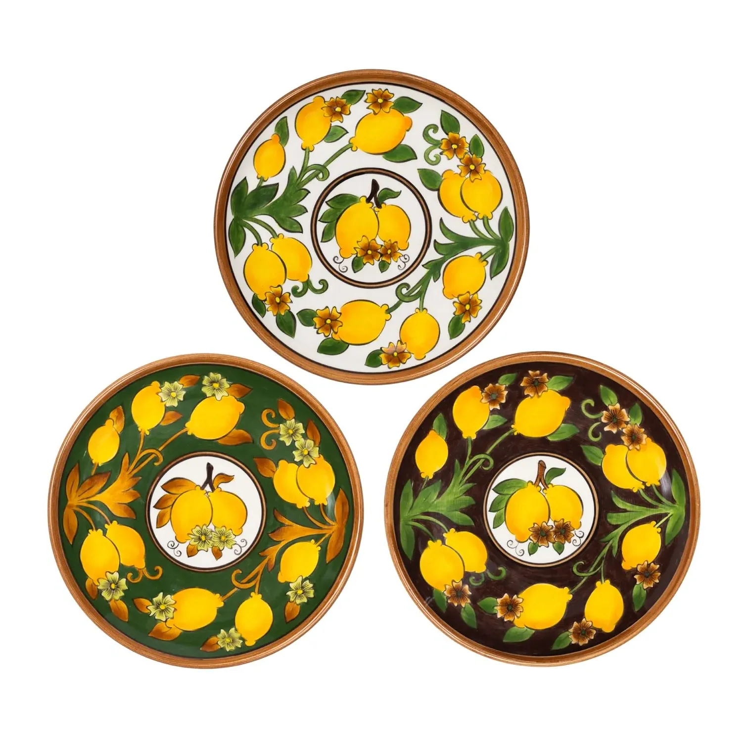 Amalfi Coast 3-Piece Dinner Set - Green/Brown, Ceramic image