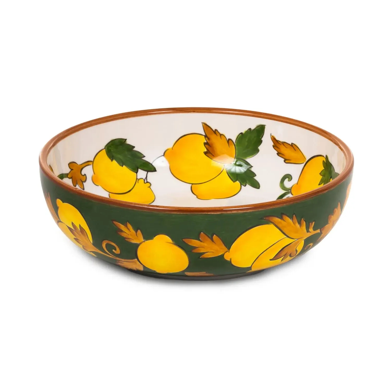 Golden Fall Handmade Ceramic Salad Bowl - Green image