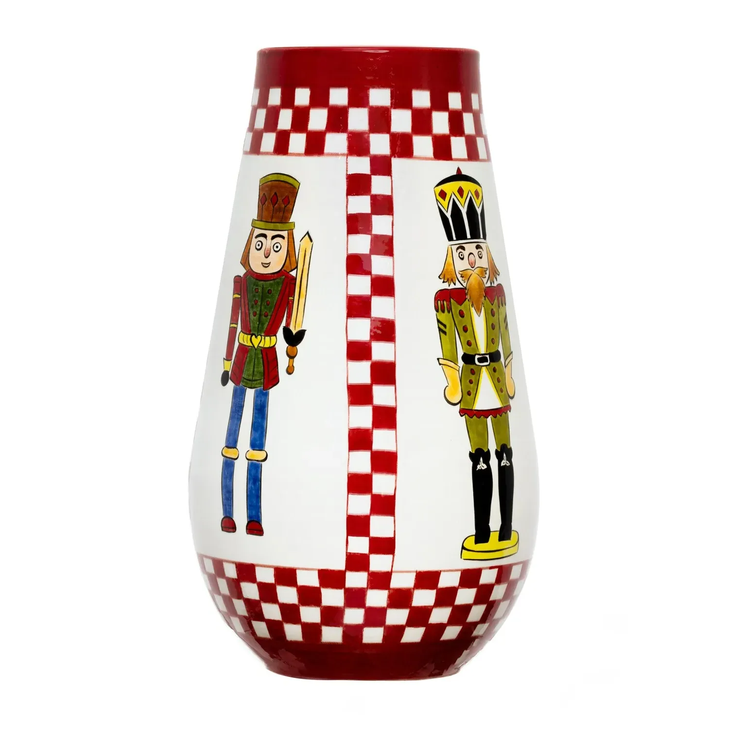 Xmas Nut Cracker Handmade Ceramic Vase - Red/Green/Yellow