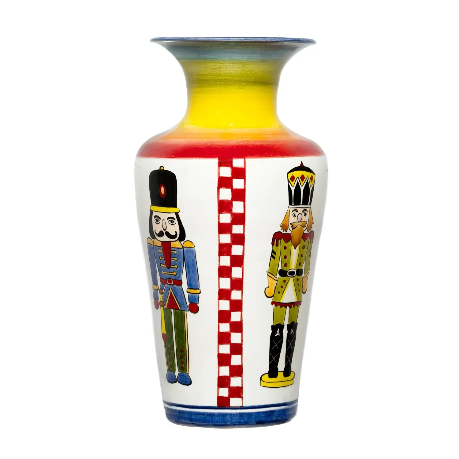 Xmas Nut Cracker Rainbow Handmade Ceramic Vase - Red/Green/Yellow