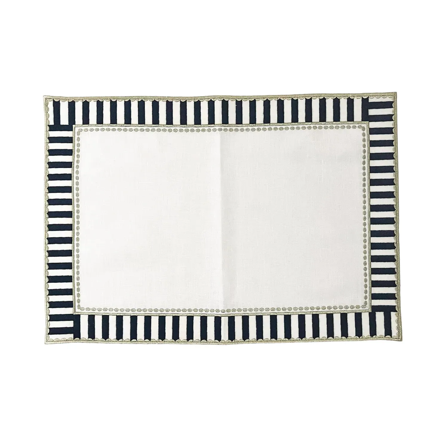 Black Checkered Placemat Set of Two - Black, Linen image