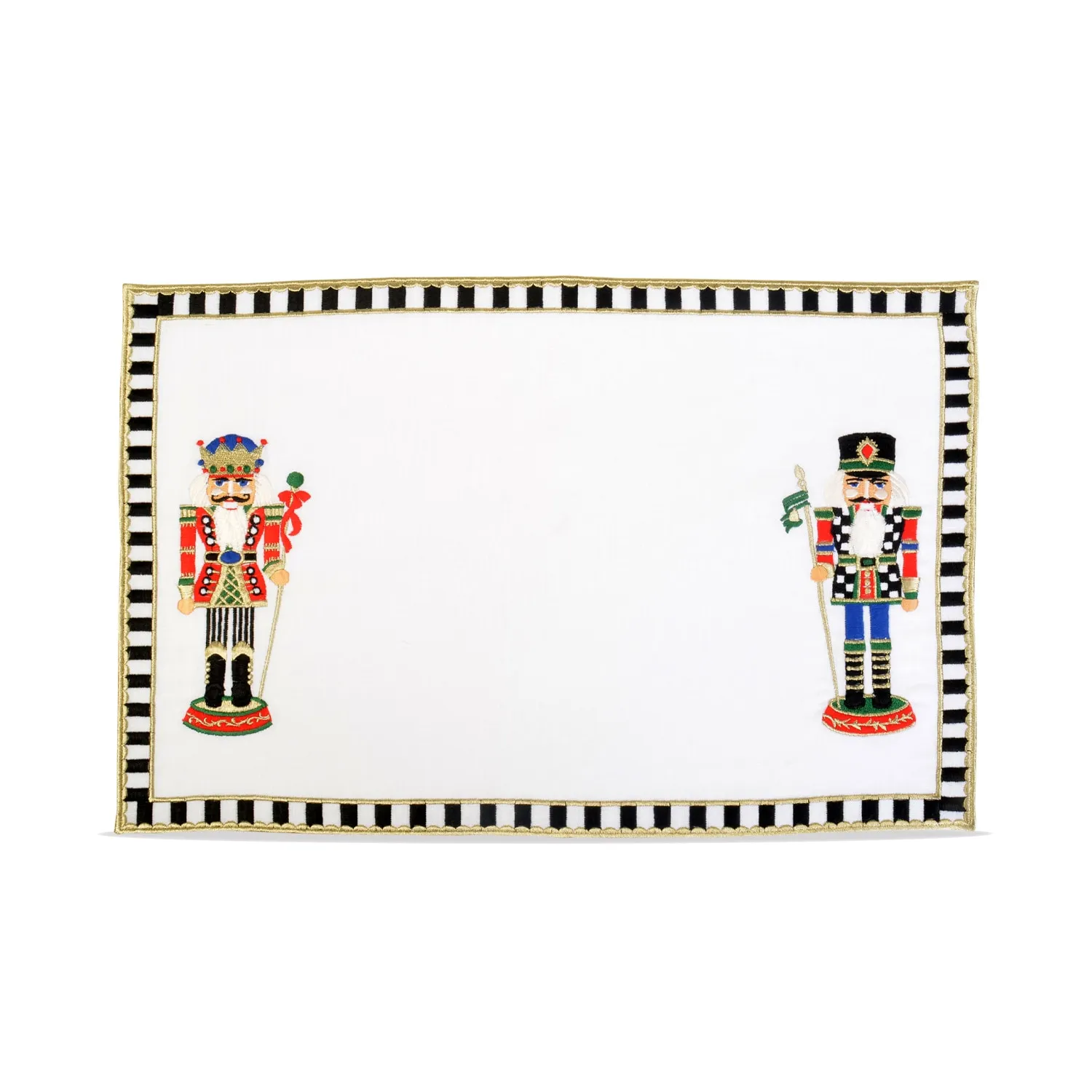 Nutcracker Pattern Linen Placemats Set of Two - Black/White image