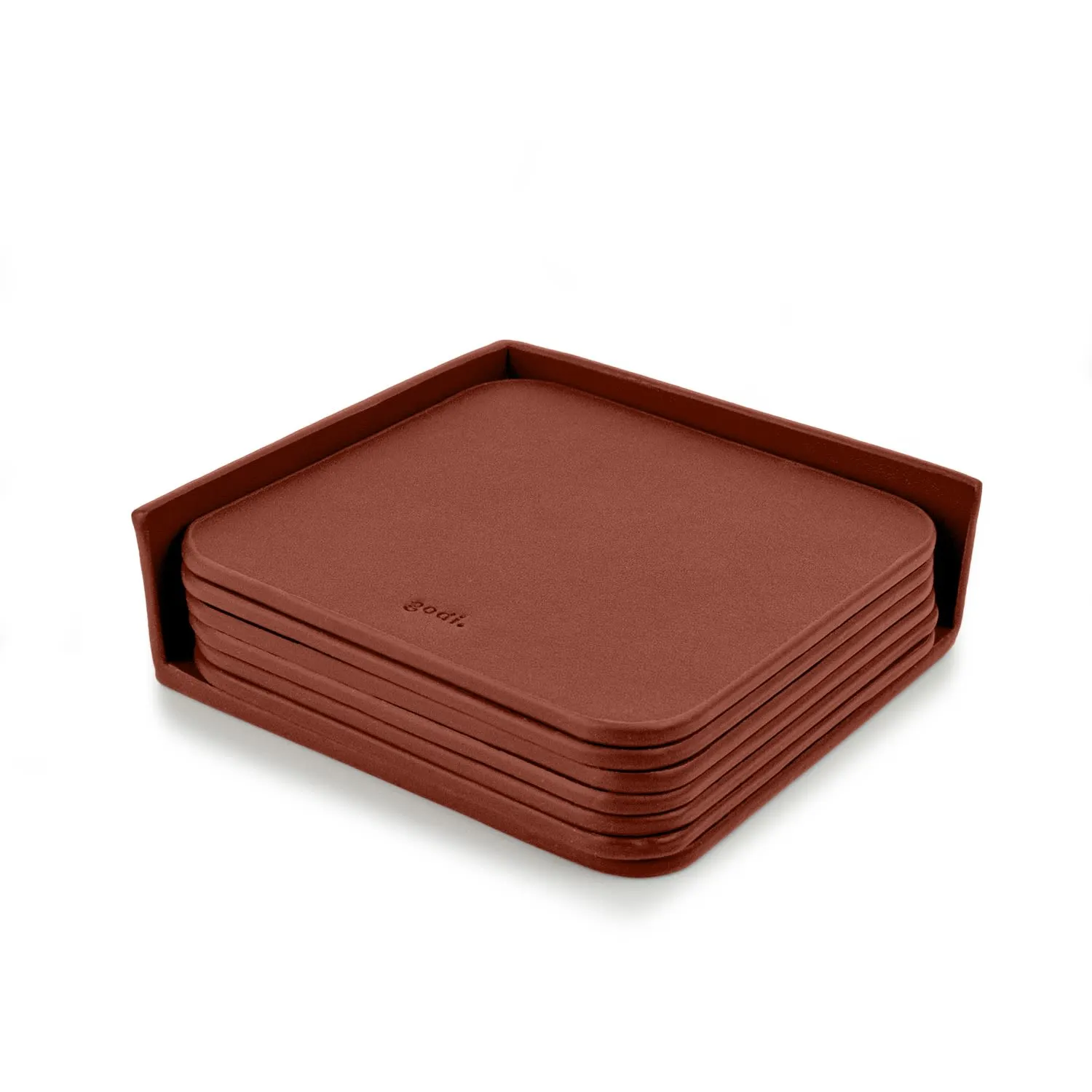 Large Leather Coasters Set of 6 - Rose Gold