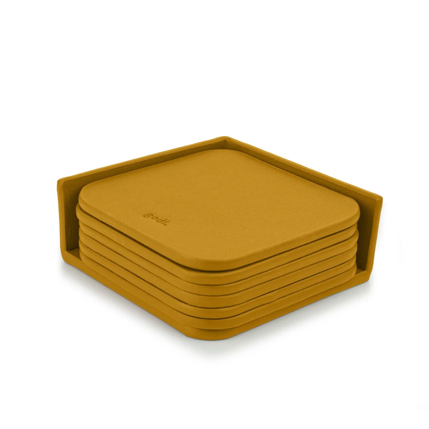 Small Leather Coasters Set of 6 - Amber Yellow image