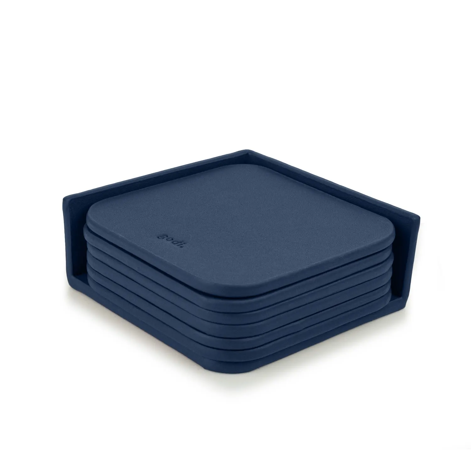 Small Leather Coasters Set of 6 - Navy Blue