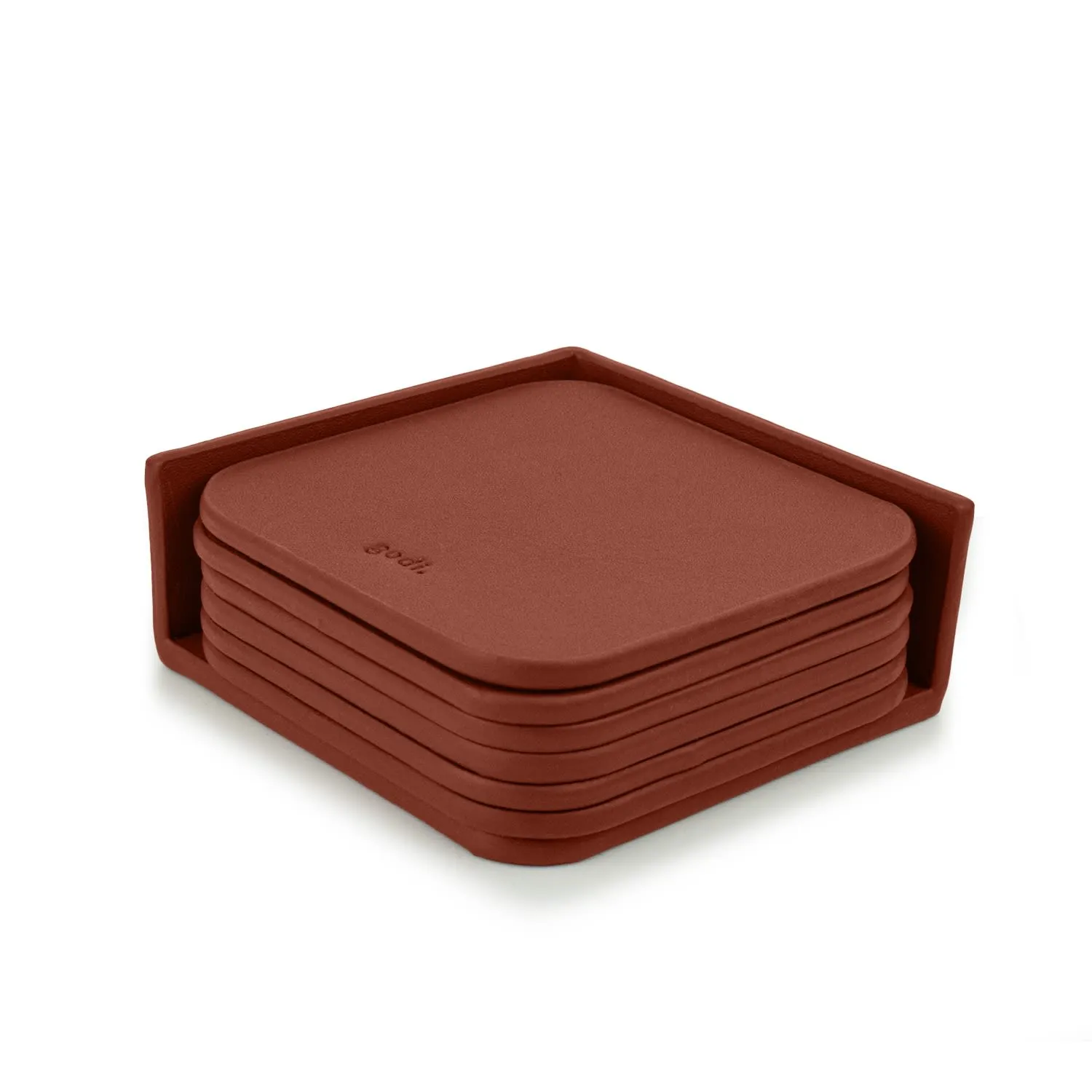 Small Leather Coasters Set of 6 - Rose Gold Brown