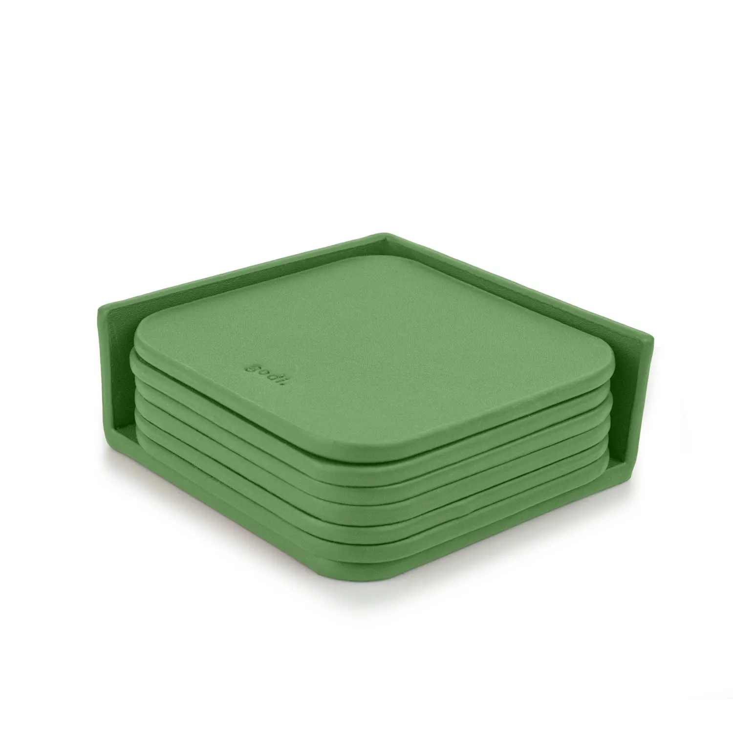 Small Leather Coasters Set of 6 - Sea Green