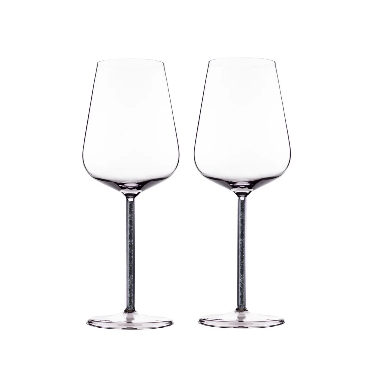 Black Alabaster Crystal-Stemmed Wine Glasses - Black