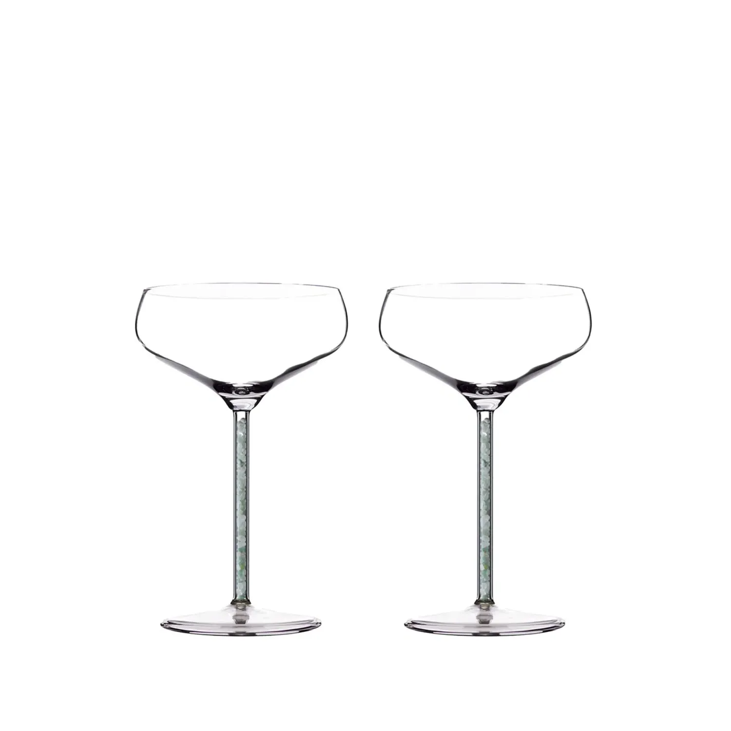 Champagne Coupe Set with Green Aventurine - Green, Glass