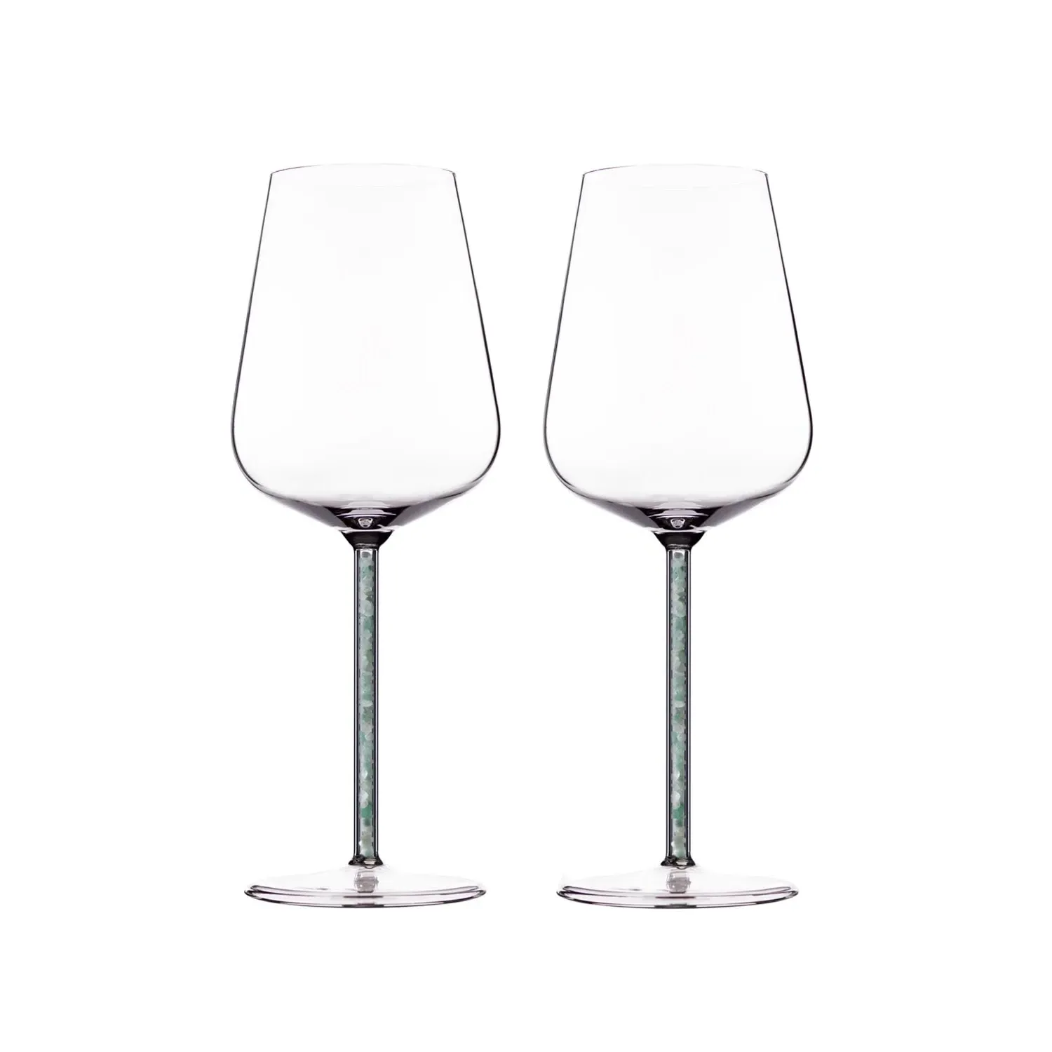 Green Aventurine Crystal-Stemmed Wine Glasses - Green