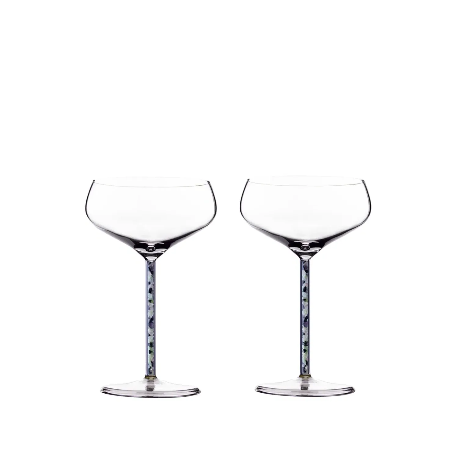 Prism Champagne Coupe Set with Mixed Crystals - White, Glass