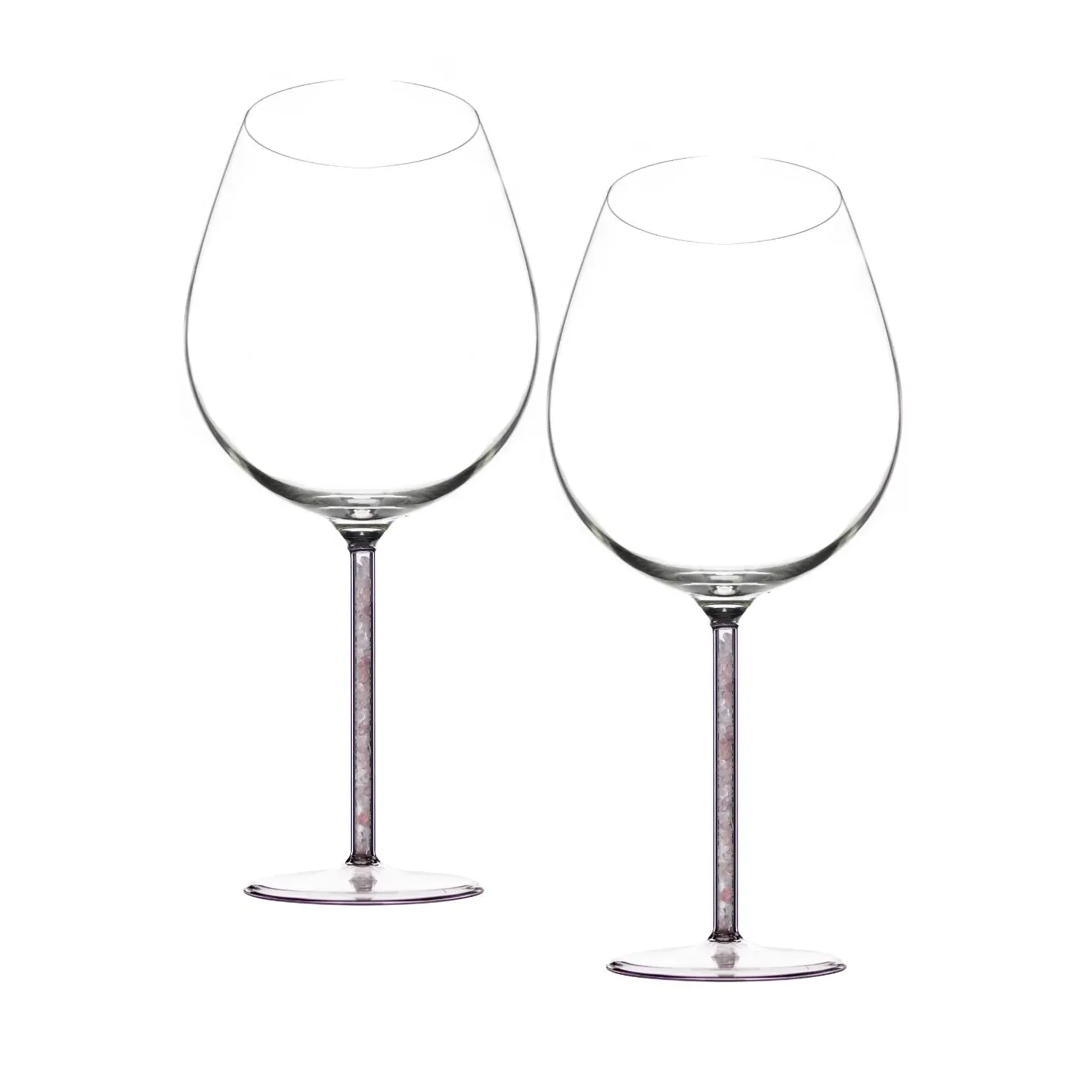 Rose Quartz Crystal-Stemmed Wine Goblet - Rose Gold