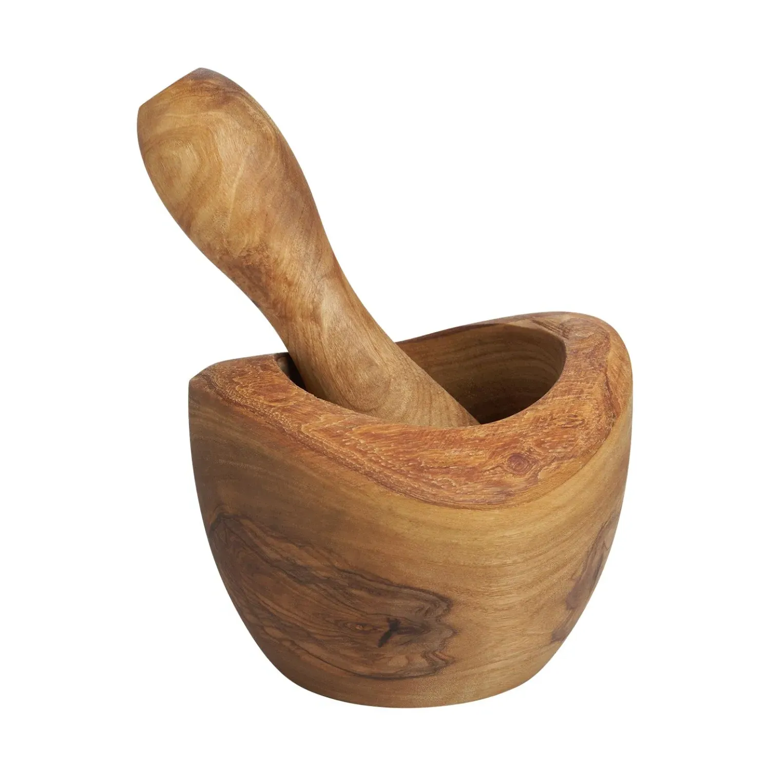 Yaya Olive Wood Pestle & Mortar - Brown