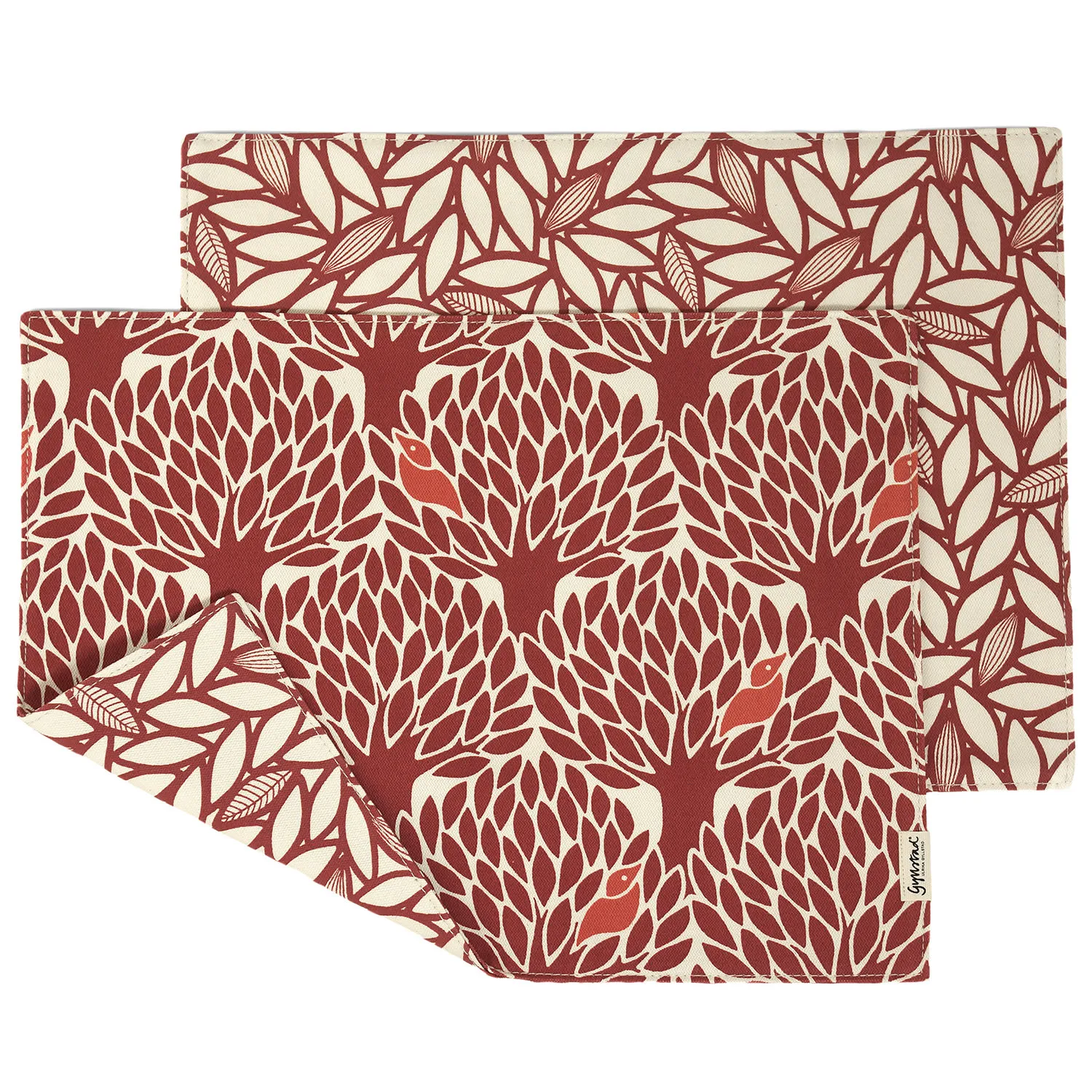 Gomstalle & Bladverk Placemats Set of 2 - Red, Cotton