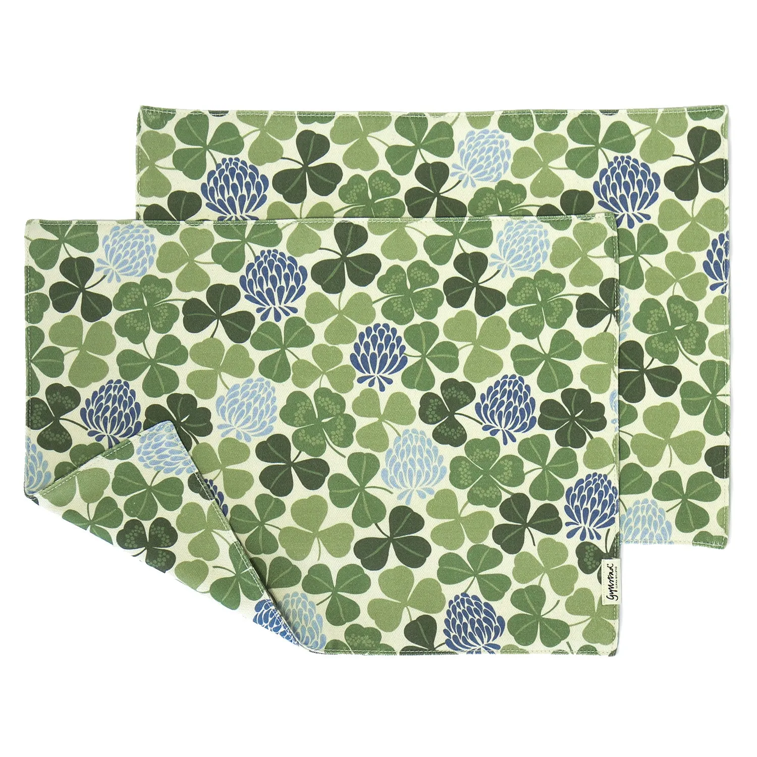 Lyckoklöver Double-Sided Placemats Set - Green/Blue, Cotton image