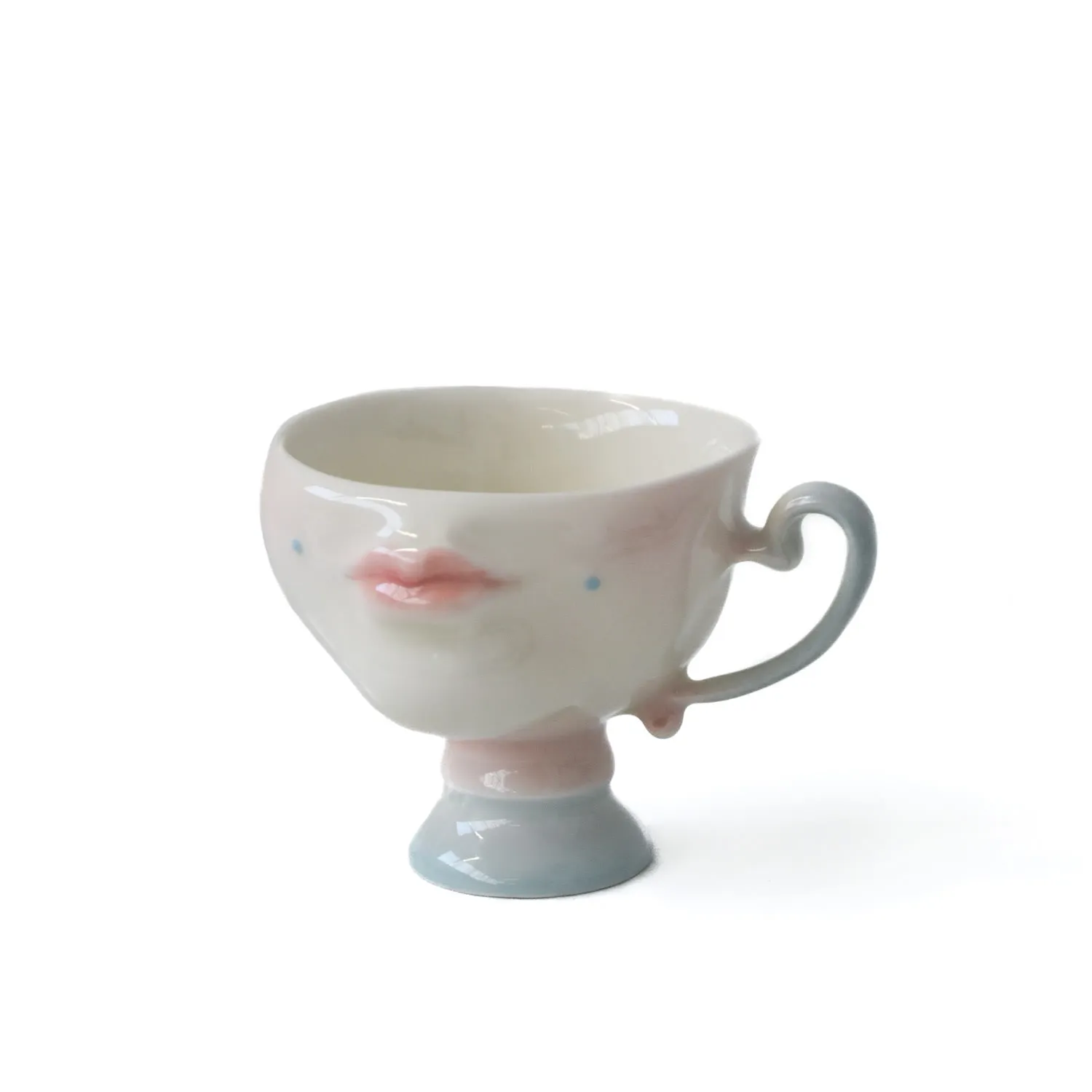 The Kissing Cup Theatre Porcelain Art Cup Deep Blue - Blue, Porcelain