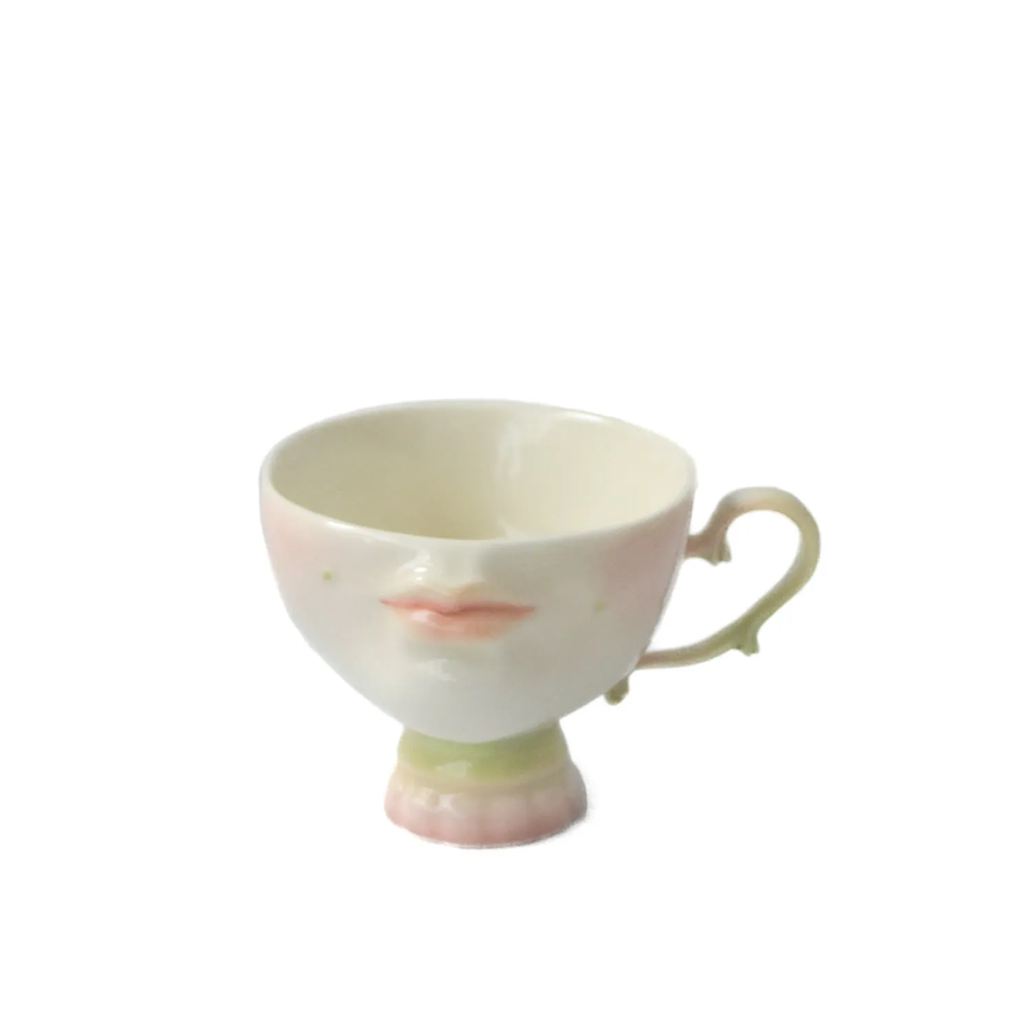 The Kissing Cup Theatre Porcelain Art Cup - Green, Porcelain