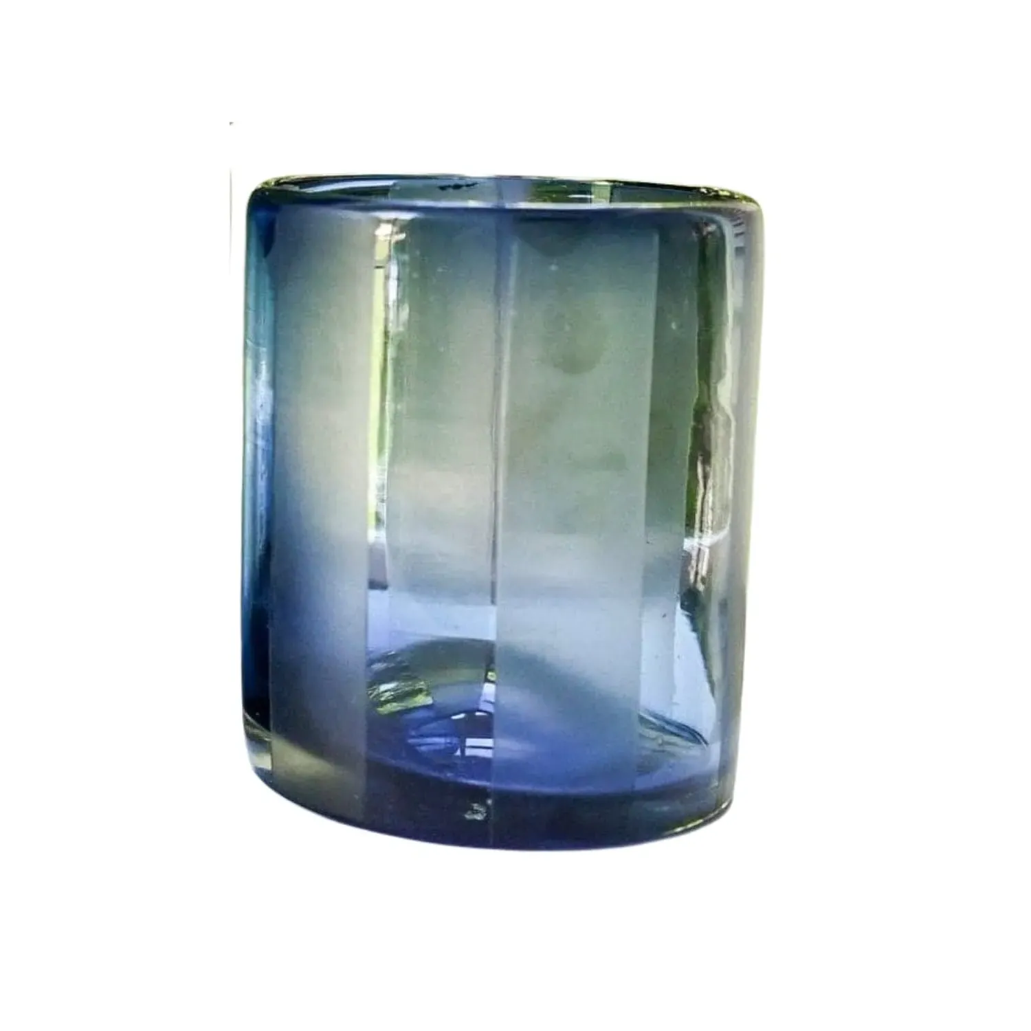 Cabana Stripe Rocks Glass - French Blue, Recycled Glass