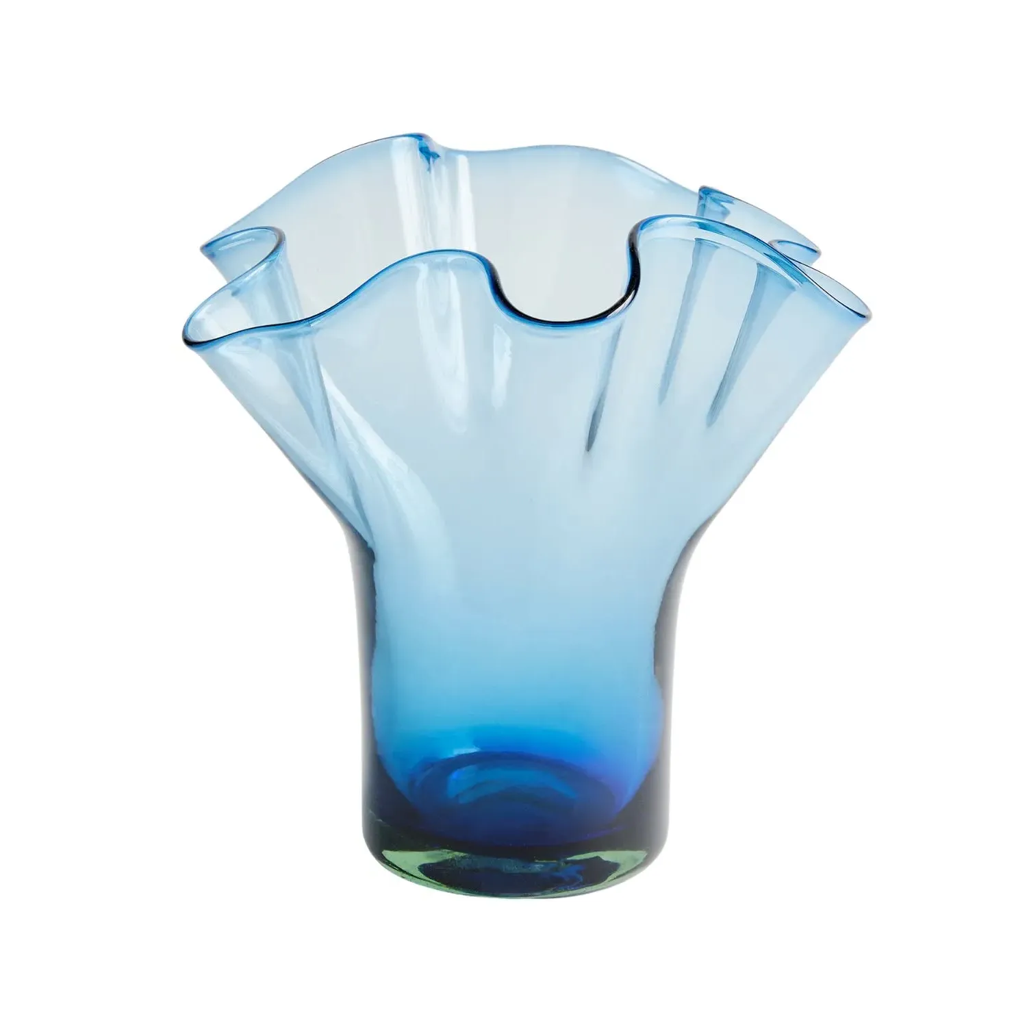 Lettuce Leaf Vase - Blue, Recycled Glass